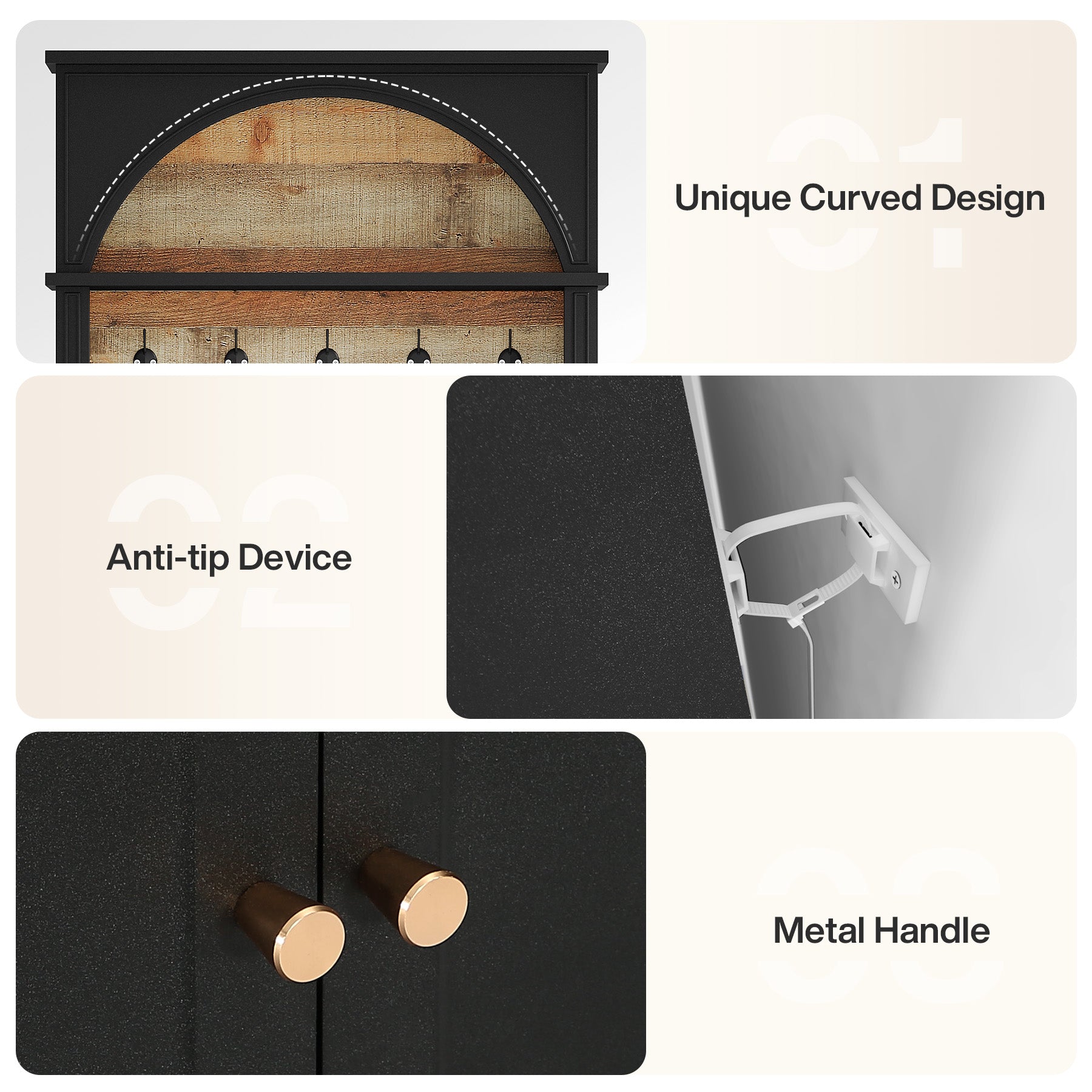 70.8" Hall Tree, 4-in-1 Entryway Coat Rack Shoe Storage with 5 Double Hooks