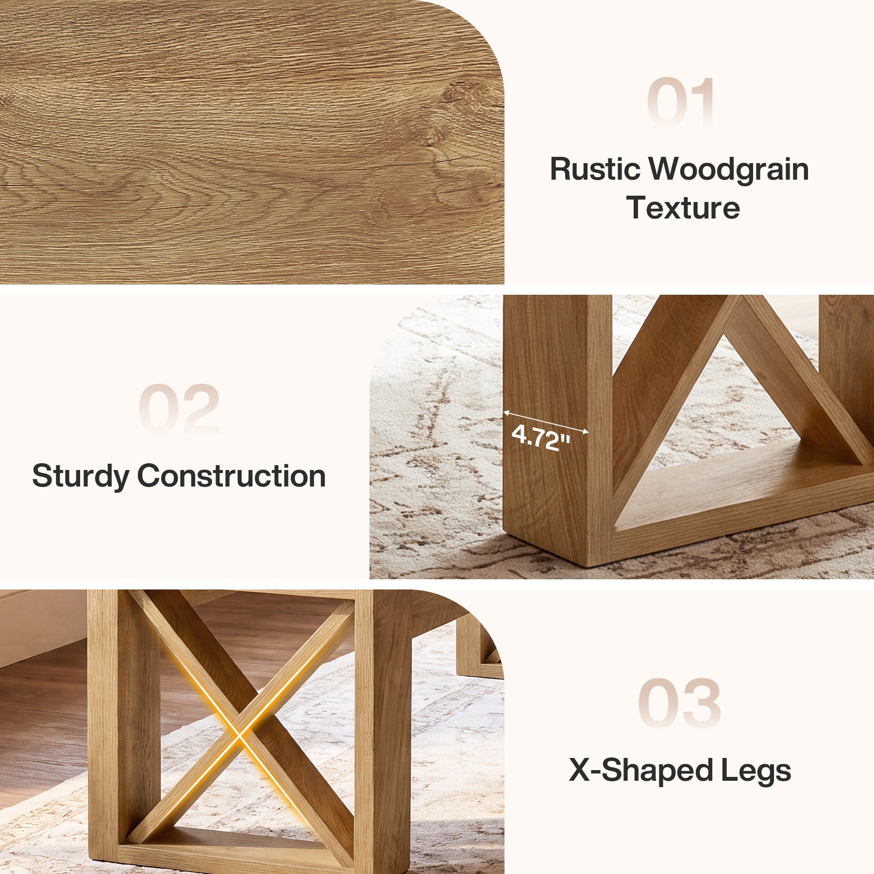 47" Entryway Bench with Back, Farmhouse Shoe Bench with X-Brace, Bedroom & Hallway