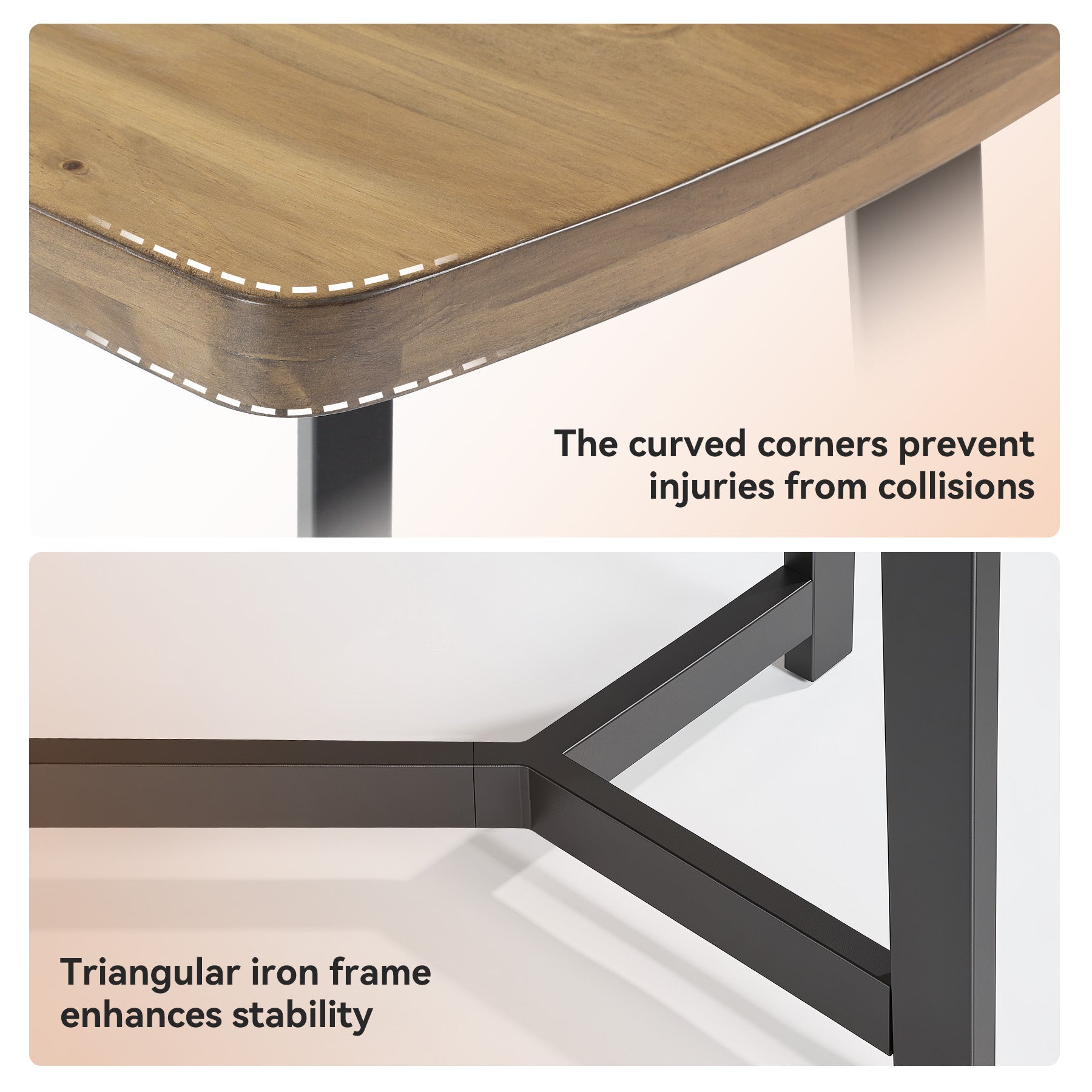 63" Modern Executive Desk, Solid Pine Wood Computer Desk for Home Office