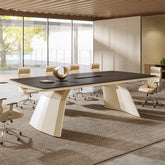 94.4" Luxury Executive Desk With Stainless Steel Base & Power Strip 3