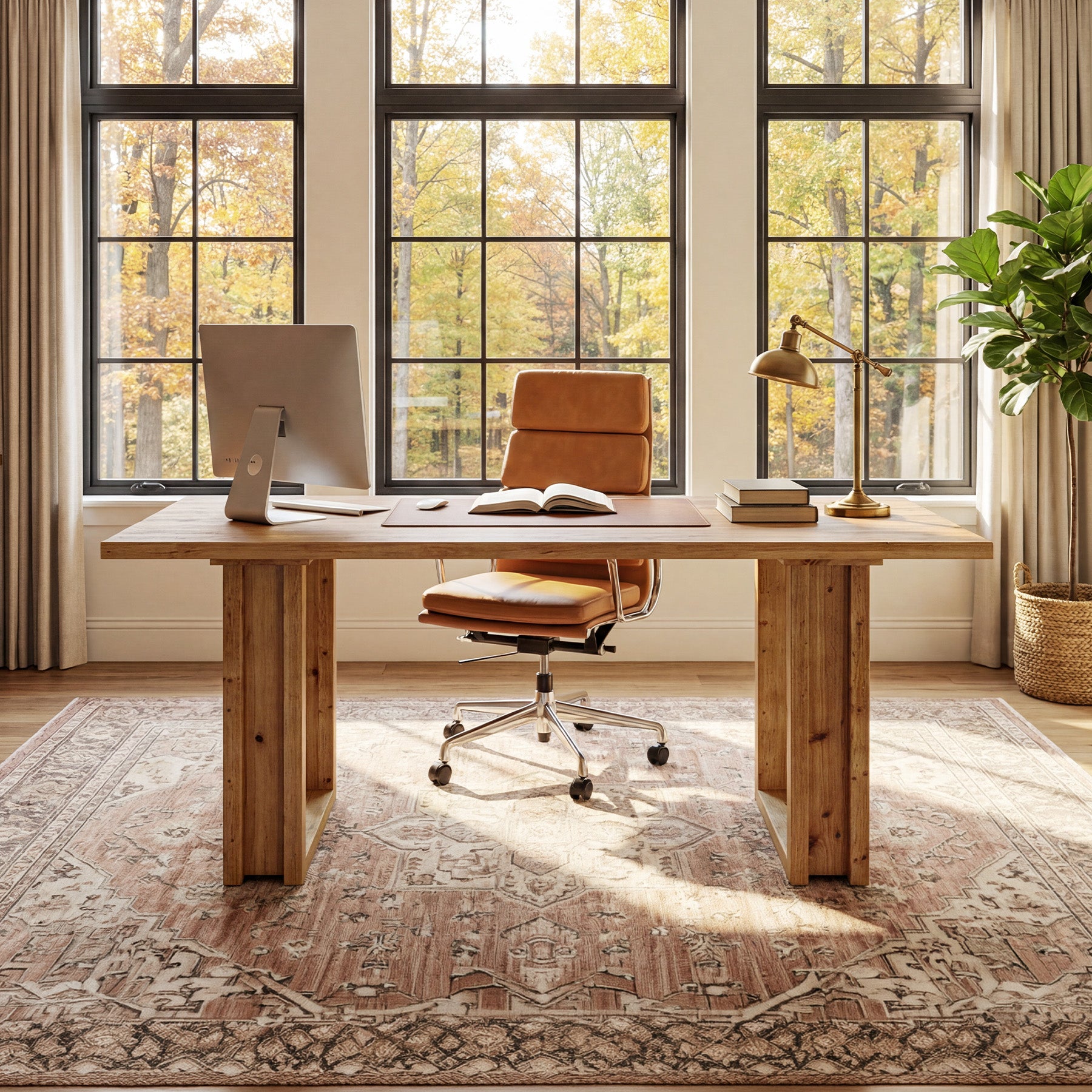 Tribesigns 63-Inch Executive Desk, Large Solid Wood Desk for Home Office