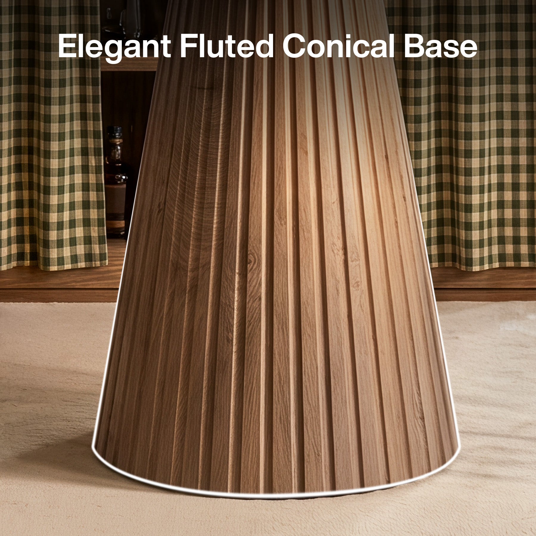 Farmhouse Round Bistro Table, Rustic Fluted Wine Barrel Base, 35" Bar Height Pub Table