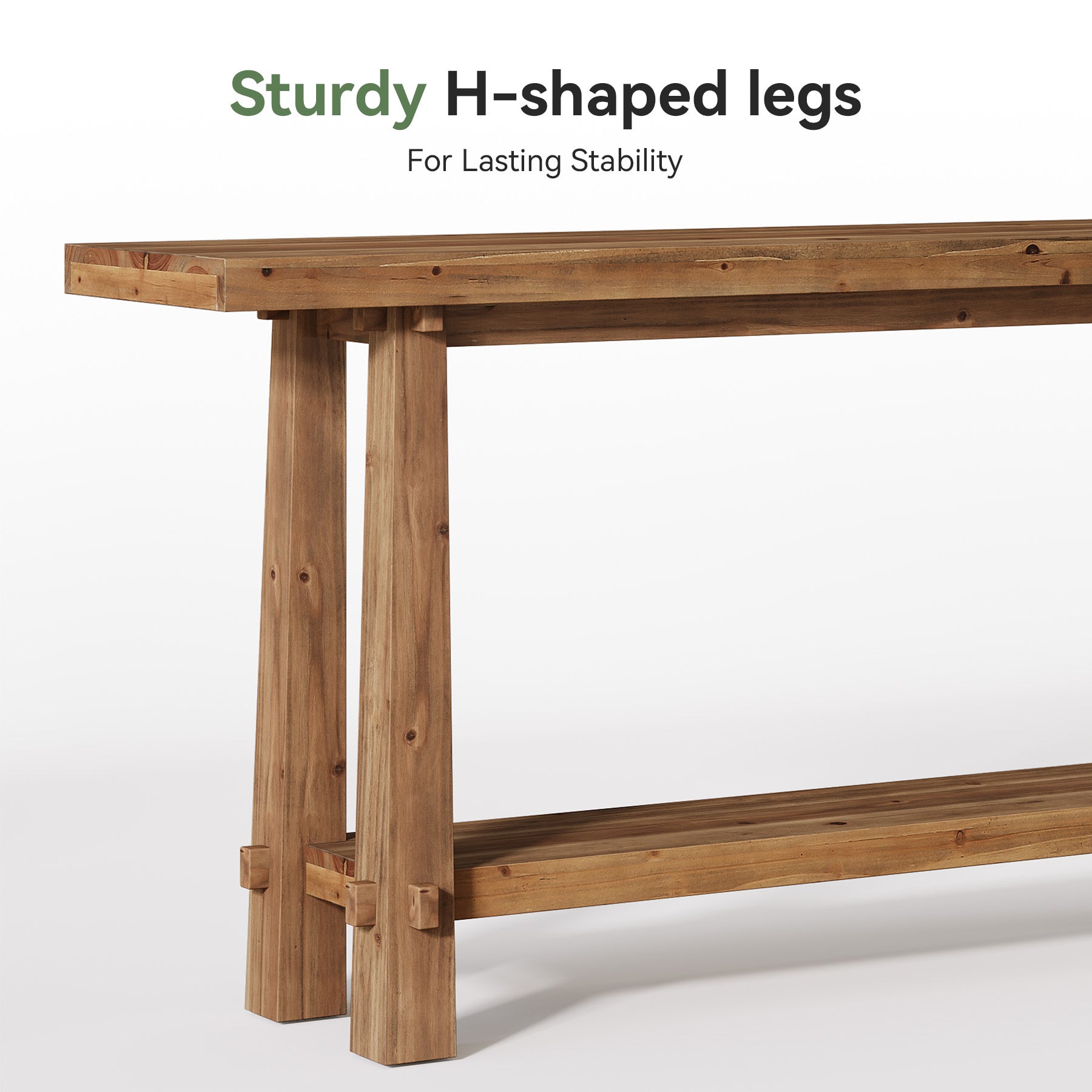 63" Solid Wood Console Table with Shelf, Farmhouse Narrow Entryway & Sofa Table for Hallway or Behind Couch