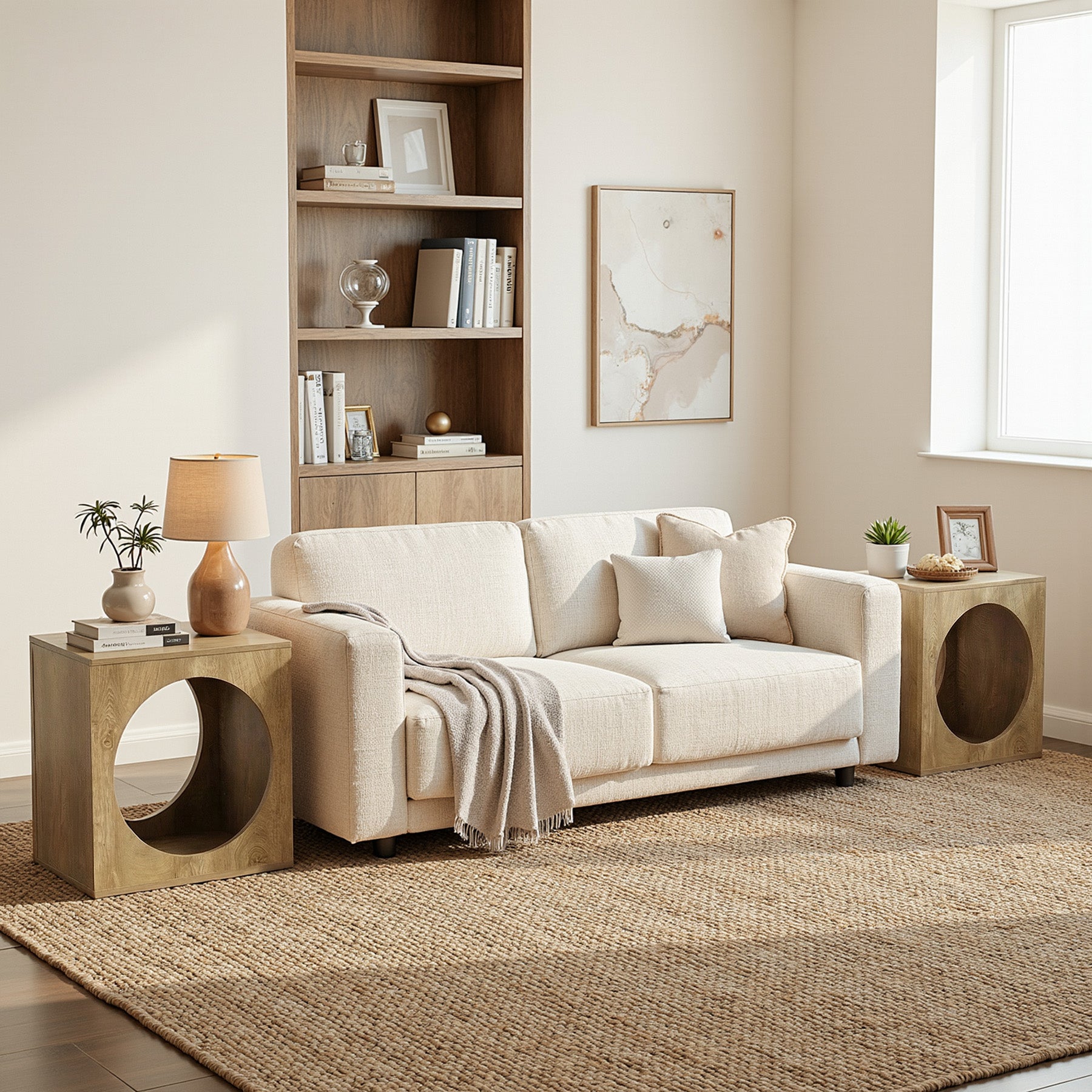 23.62" Modern Wooden End Table, 2-Tier Rectangular Side Table