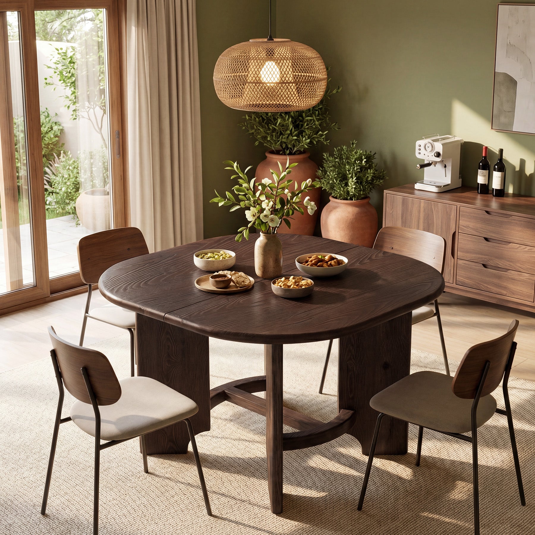47" Solid Wood Square Dining Table for 4, Farmhouse Kitchen & Dining Room Table