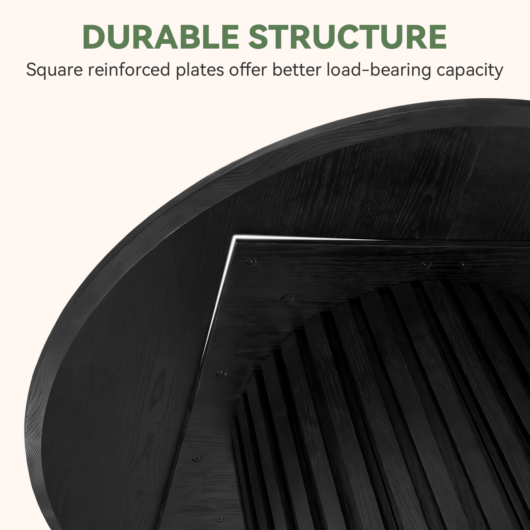 47.3-Inch Solid Wood Round Dining Table, Fluted Base Table for 4-6 People Dining Room
