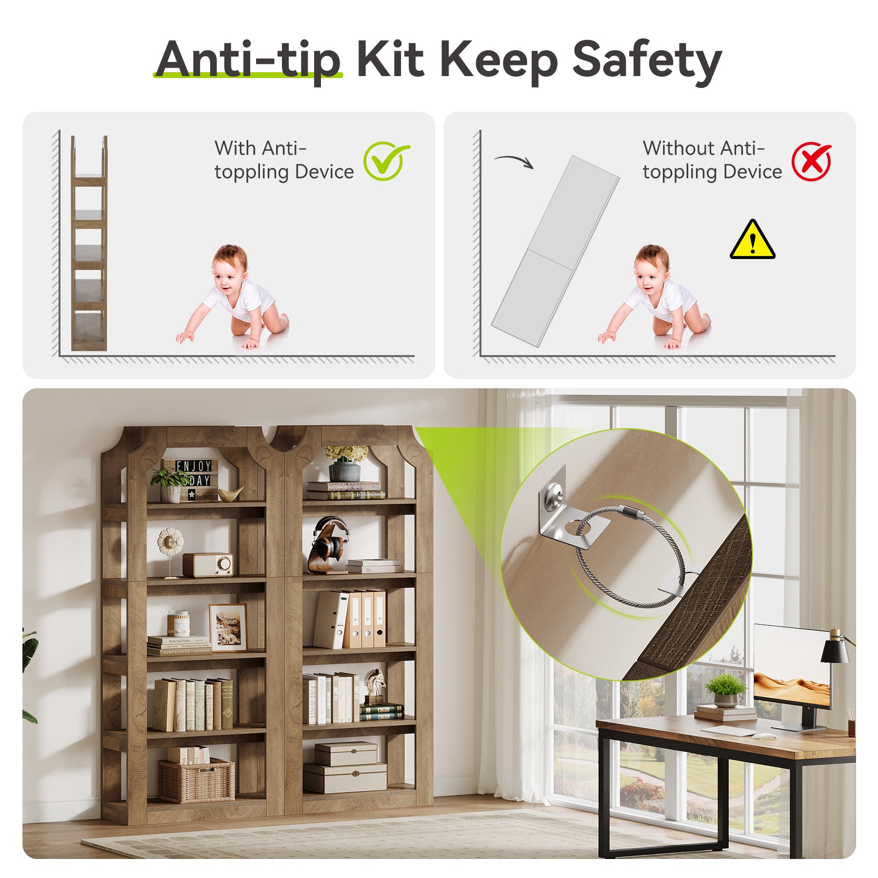 5-Tier Bookshelf, 70.9" Freestanding Bookcase with Open Storage Shelves