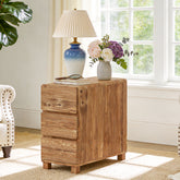 Tribesigns 3-Drawer Side Table, Solid Wood End Table for Living Room 3