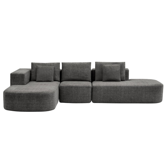 115" L - Shaped Floor Sofa, 3 - Piece Compressed Sectional Sofa Couch with 2 Pillows Tribesigns