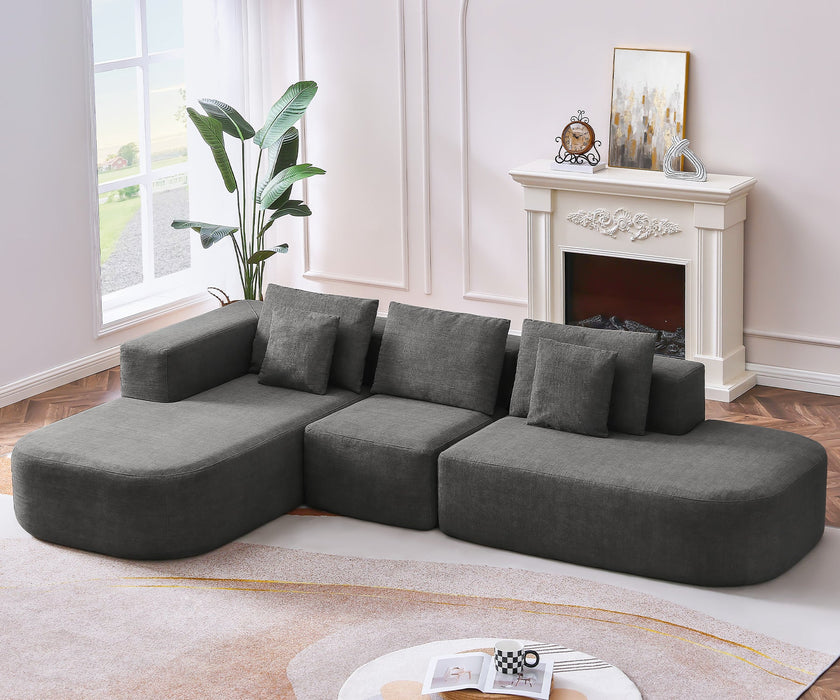 115" L - Shaped Floor Sofa, 3 - Piece Compressed Sectional Sofa Couch with 2 Pillows Tribesigns