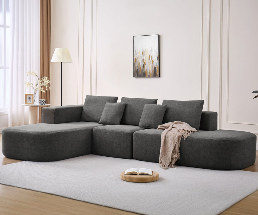 115" L - Shaped Floor Sofa, 3 - Piece Compressed Sectional Sofa Couch with 2 Pillows Tribesigns