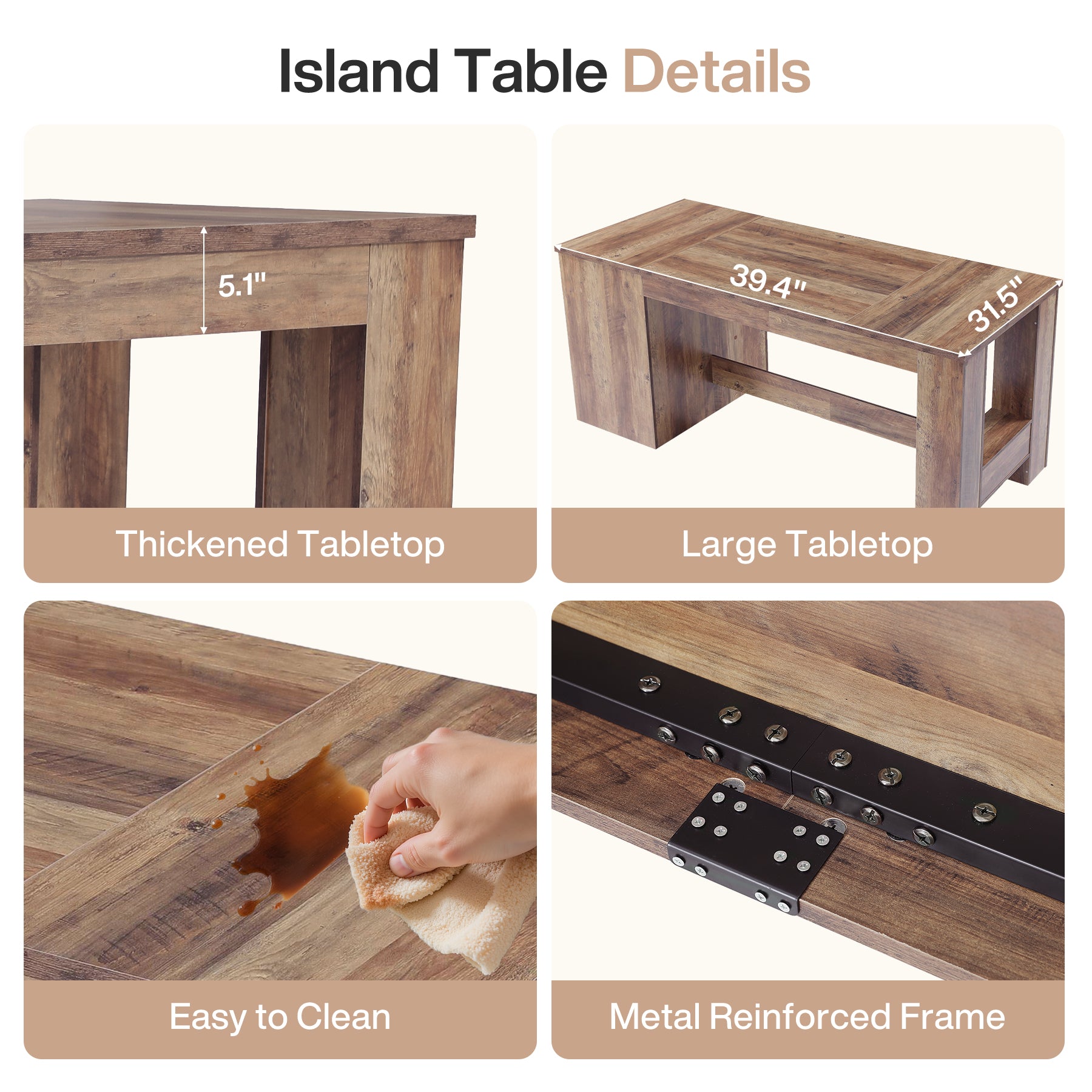 78.7" Kitchen Island with 3-Tier Storage, Farmhouse Stationary Island Table for Kitchen