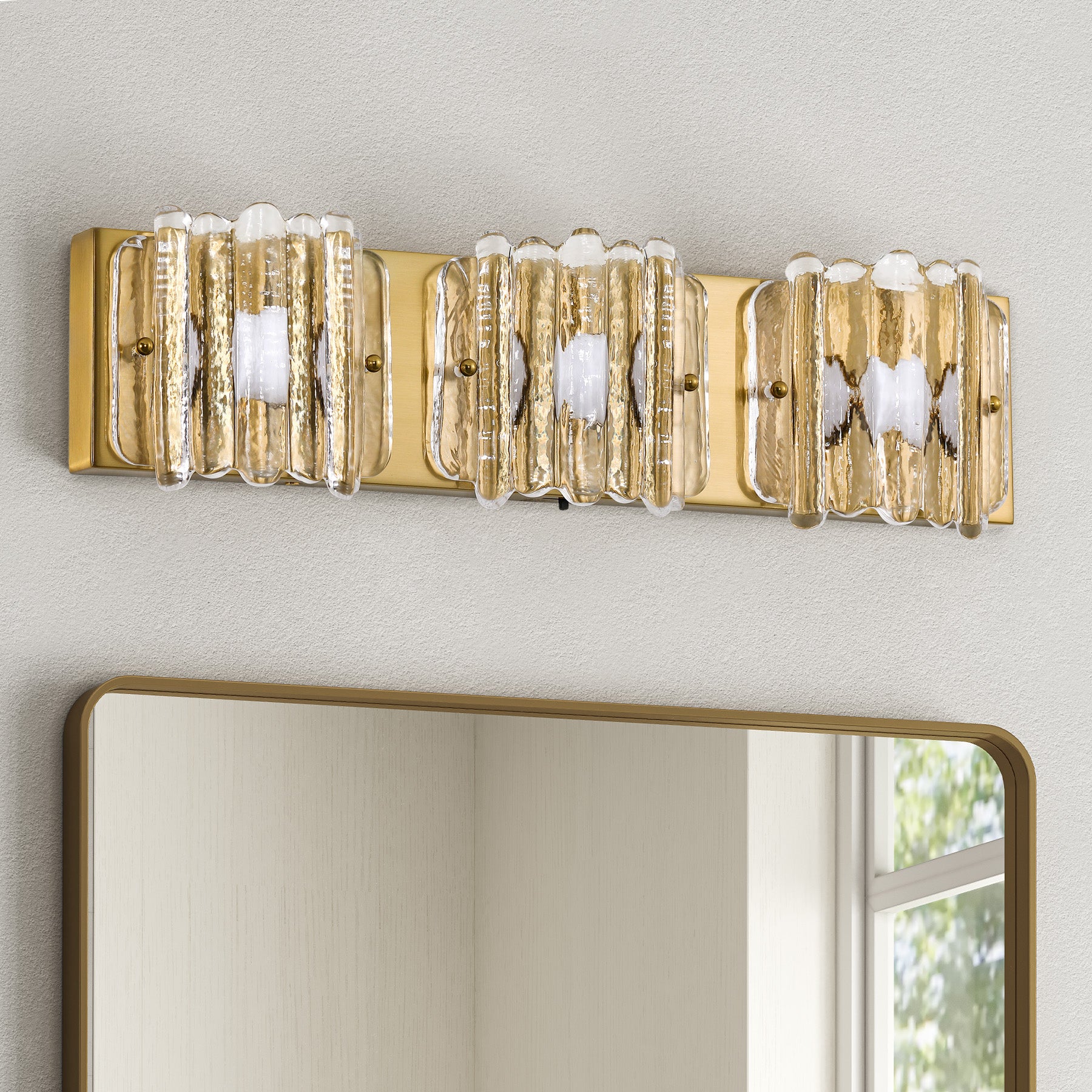 ‎3-Light Vanity Light Fixture, Wall Lights with Crystal Glass Shades