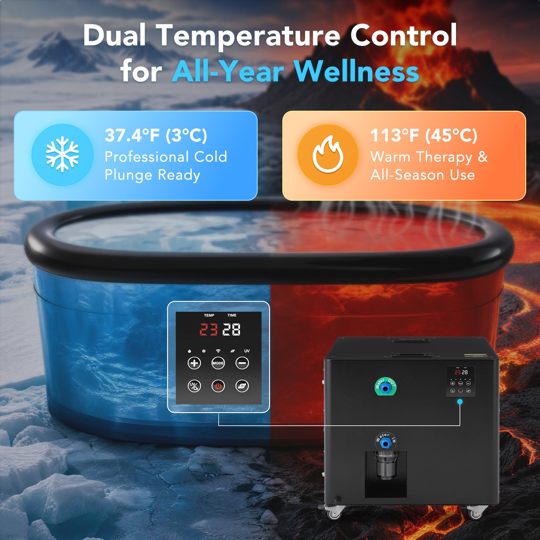 1HP All-in-One Ice Bath Chiller Cooling & Heating Dual Mode