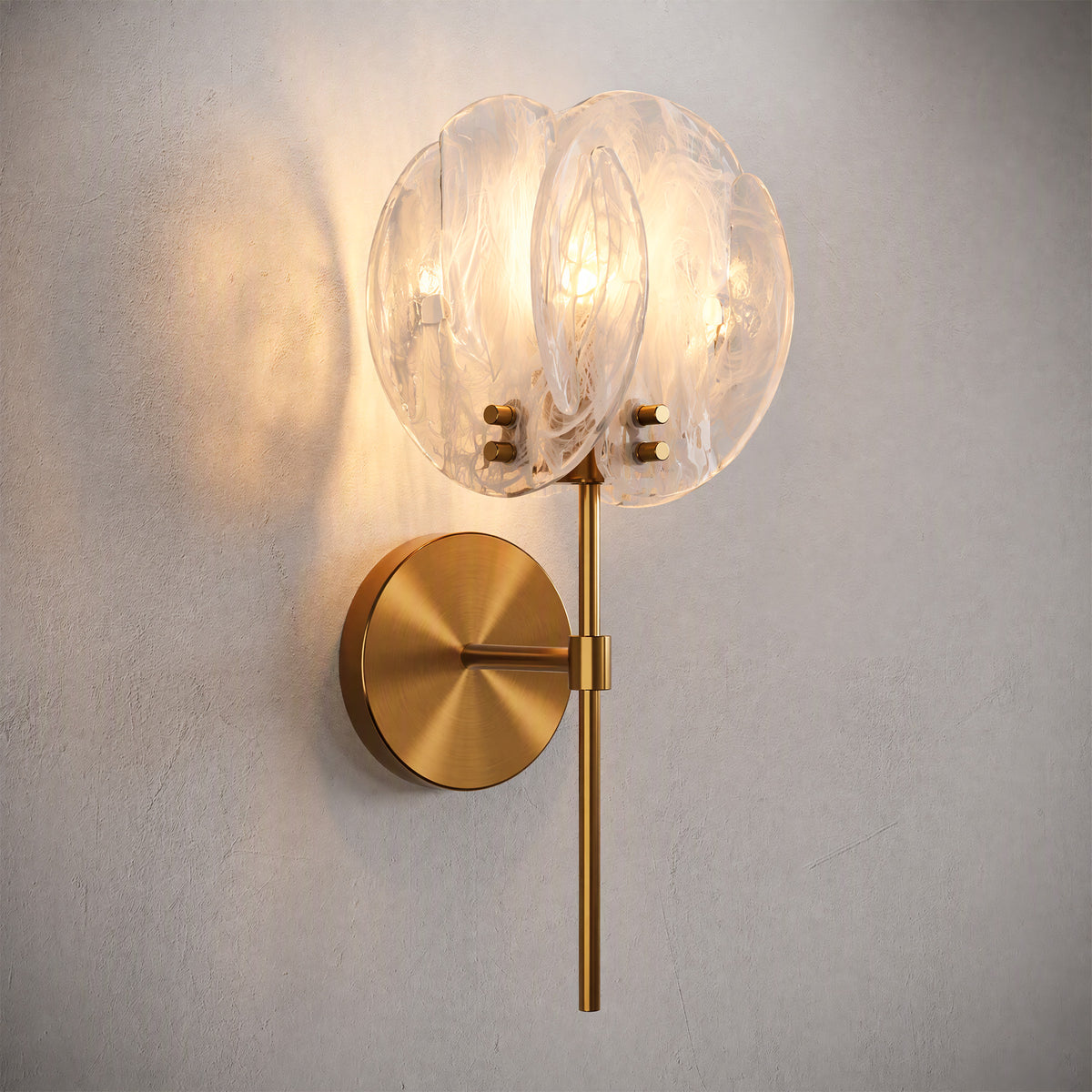 Tribesigns 15" Modern Wall Sconce, Bathroom Wall Light Fixture with White Marbleized Glass Shade, UL Listed, for Bedroom, Living Room, Hallway