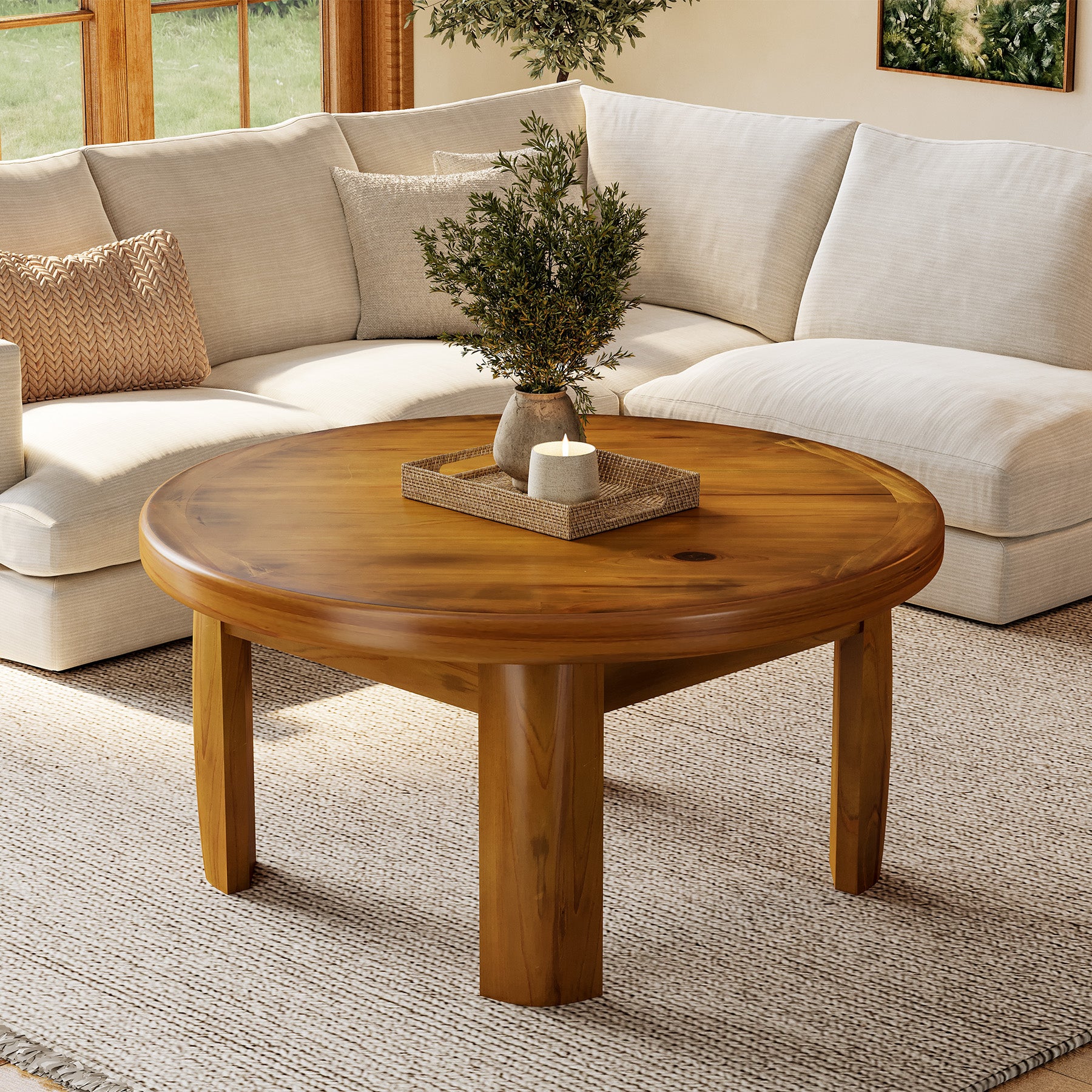 Solid Wood Round Coffee Table