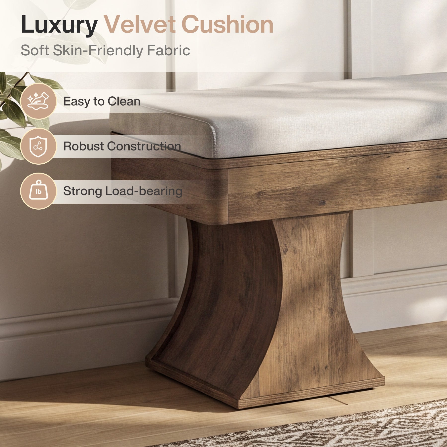 63.39" Entryway Bench with Cushion, Farmhouse Dining Bench for Hallway, Kitchen
