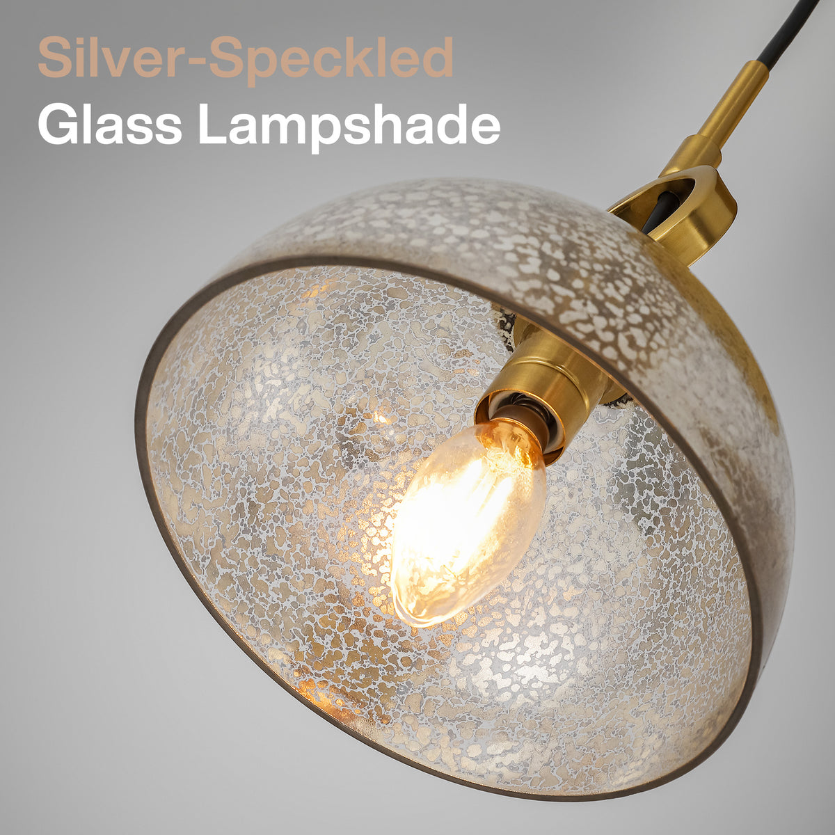 3-Light Modern Gold Dome Pendant Light, Crackle Glass Shade