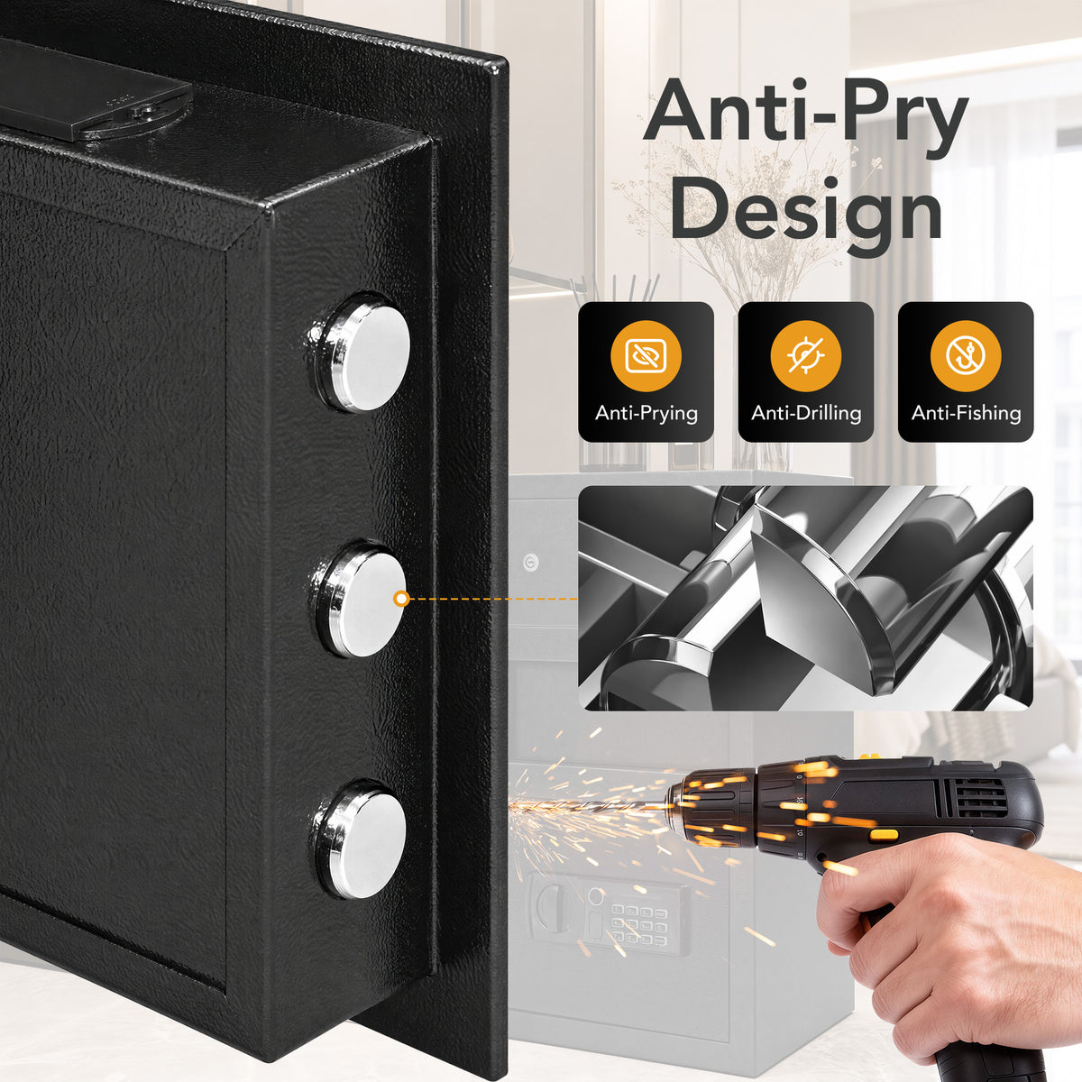 5.8 Cuft Biometric Depository Drop Safe for Business, Heavy‑Duty Steel Fingerprint Cash Safe Box