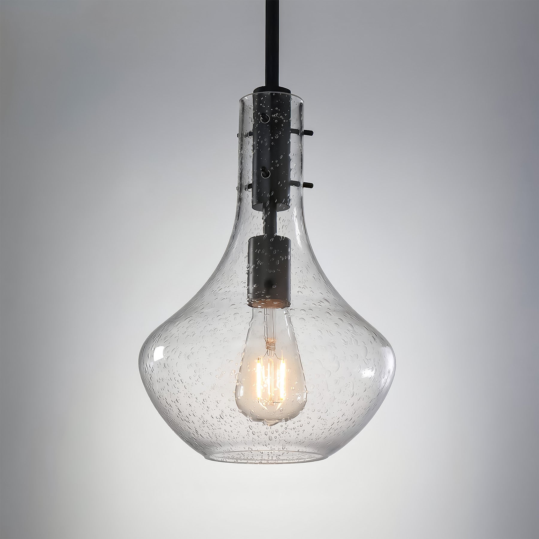 Modern Mini Pendant Light, Adjustable Height Bubble Glass Hanging Light Fixture