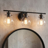 3-Light Bathroom Vanity Light, Modern Wall Light Fixture with Clear Glass Shades 3