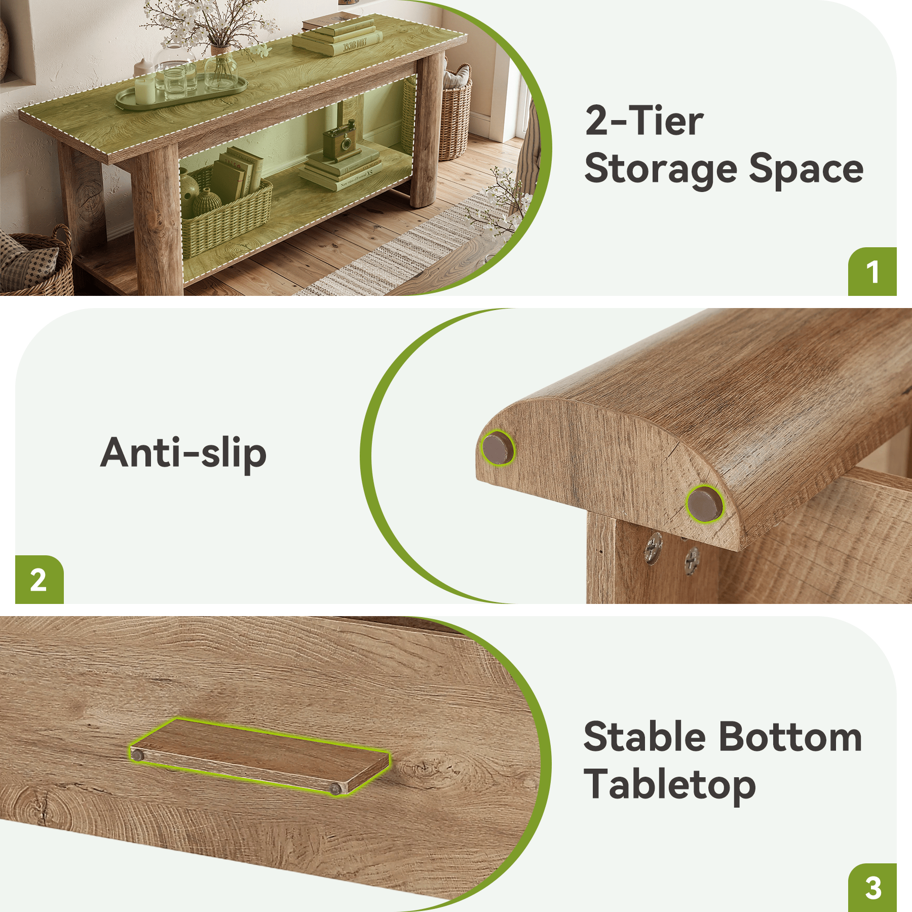 Farmhouse TV Stand for up to 65" TVs, Rustic Entertainment Center with 2-Tier Open Storage