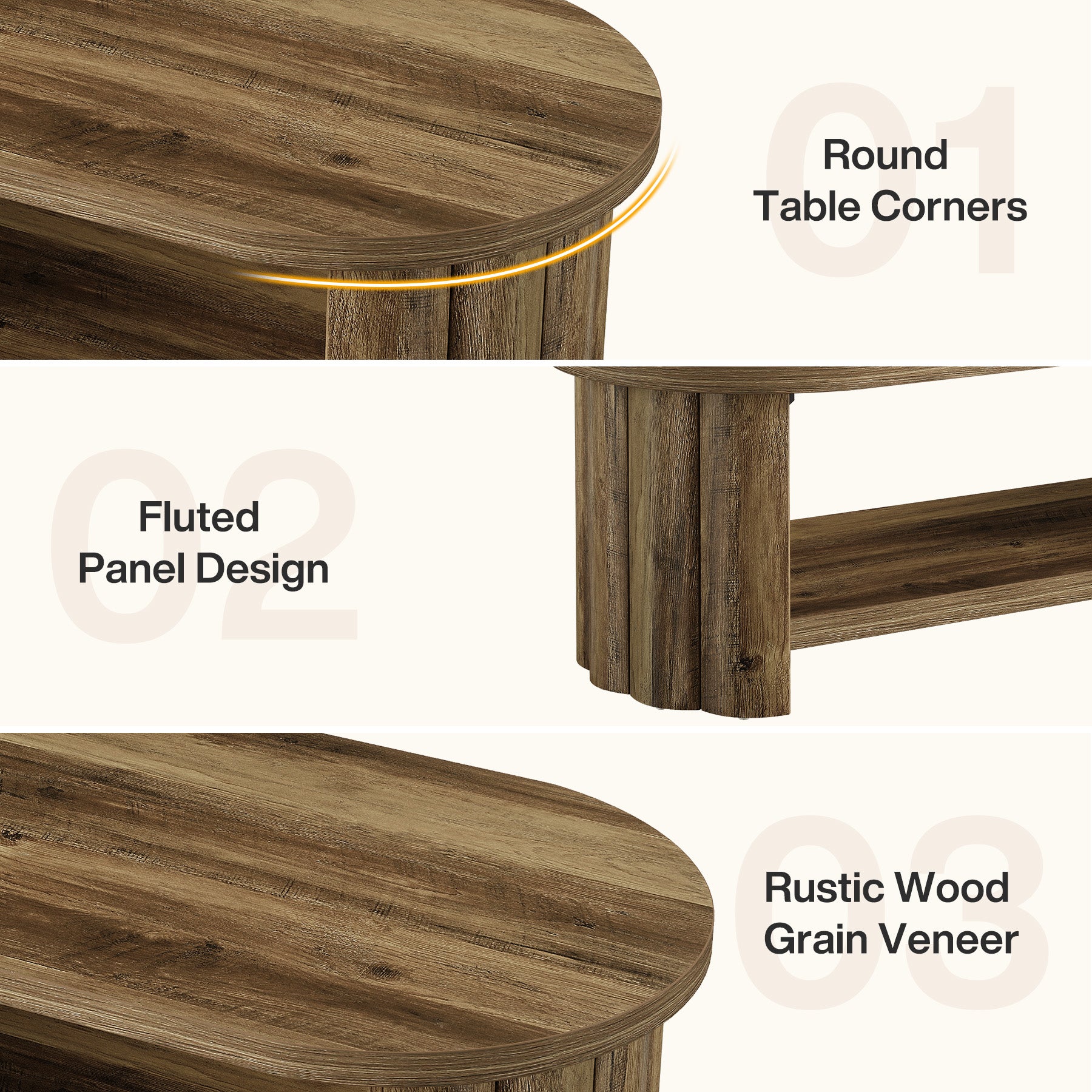47.24" Oval Coffee Table, 2-Tier Accent Center Table with Storage Shelf for Living Room