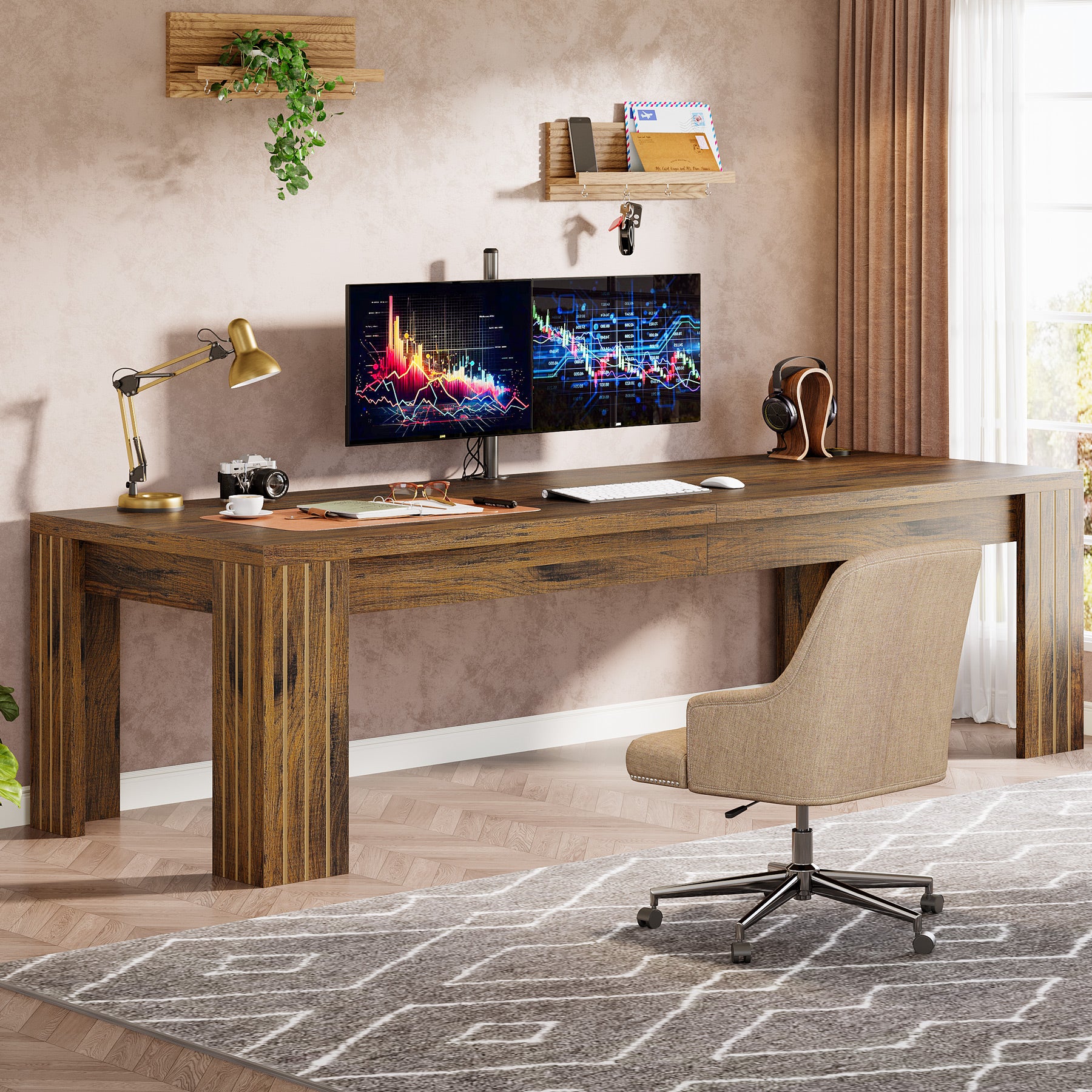 78.7" Two Person Desk, Large Double Computer Table Workstation for Home Office