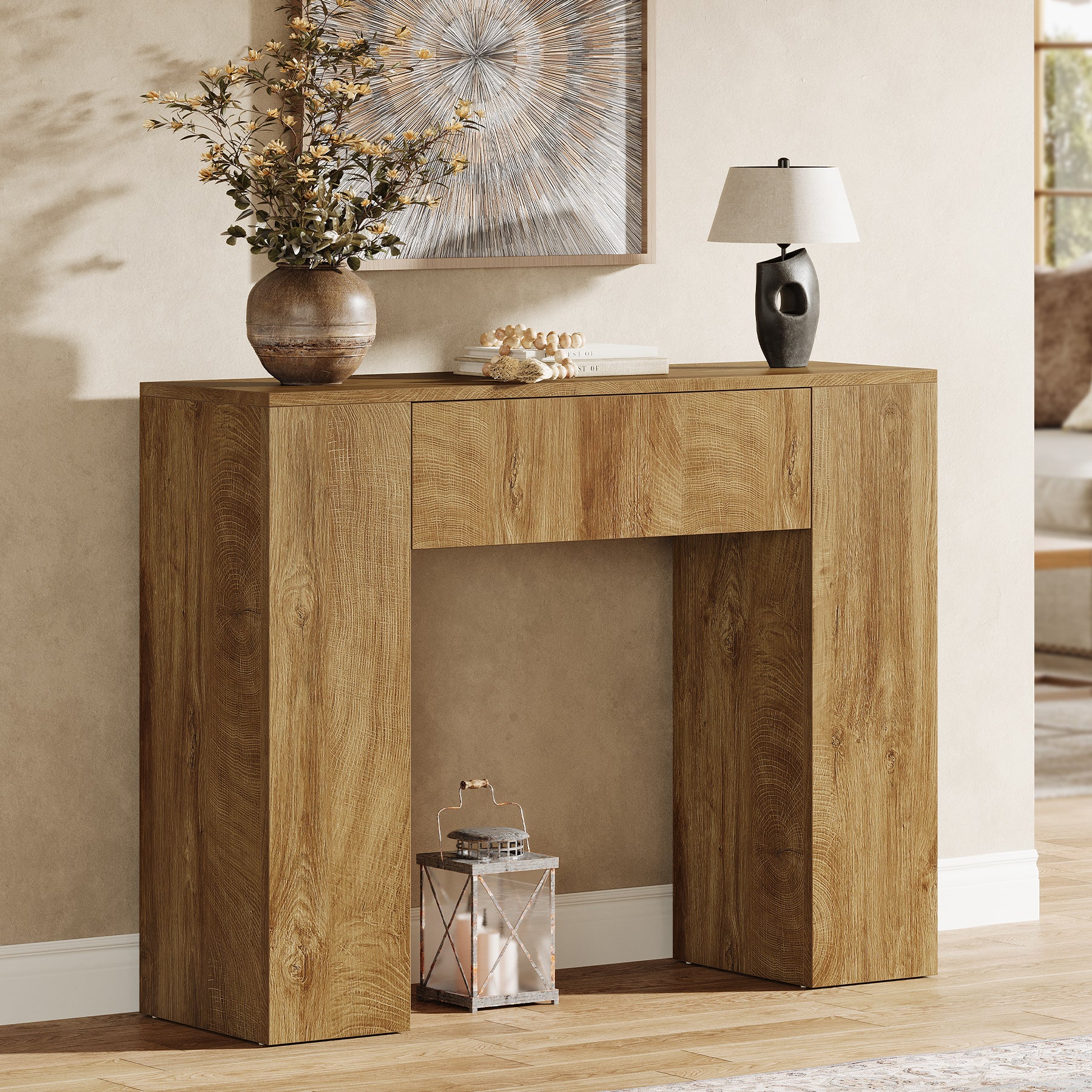 39" Console Table, Rustic Sofa Entryway Table Foyer Table with Drawer