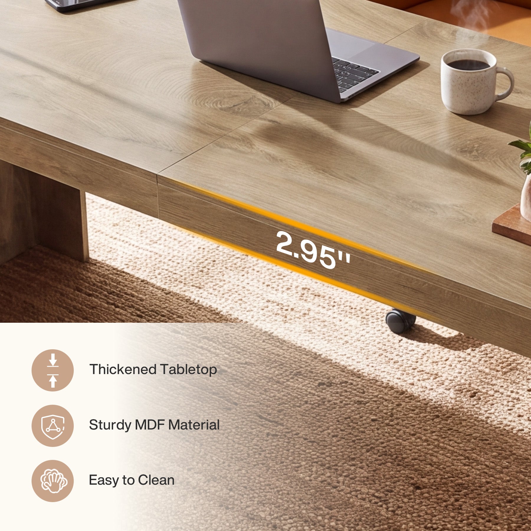 71" Executive Desk, Modern Computer Desk with Spacious Tabletop for Work, Business