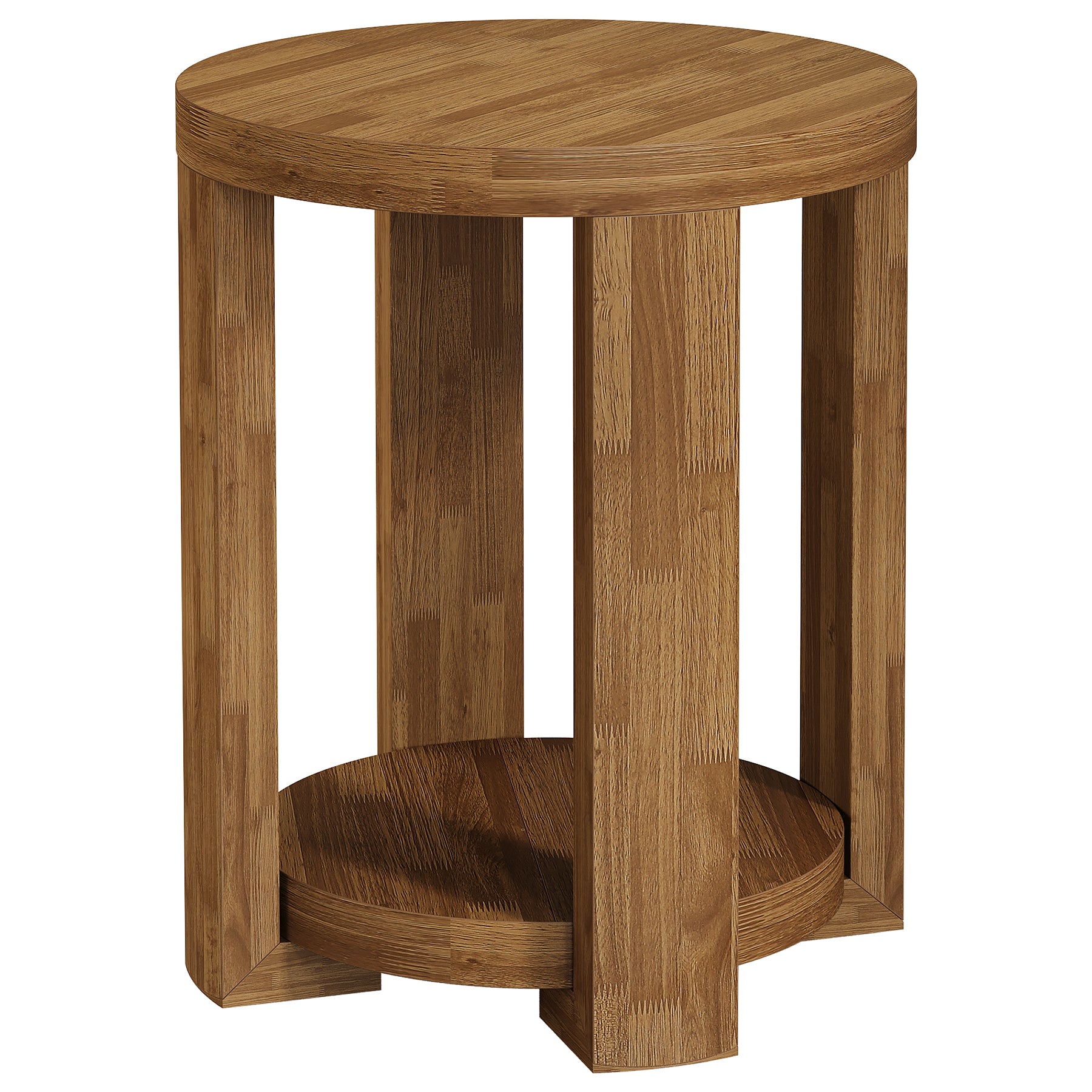 19.6" Side Table, 2-Tier Round End Table Bedside Table