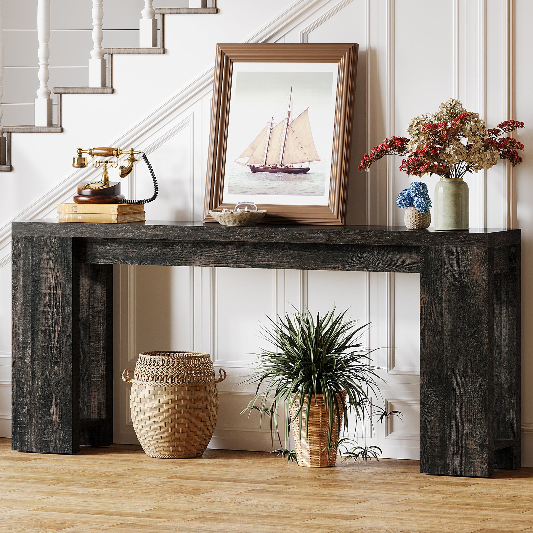 Tribesigns 70.9" Extra Long Console Table, Farmhouse Narrow Sofa Table for Entryway