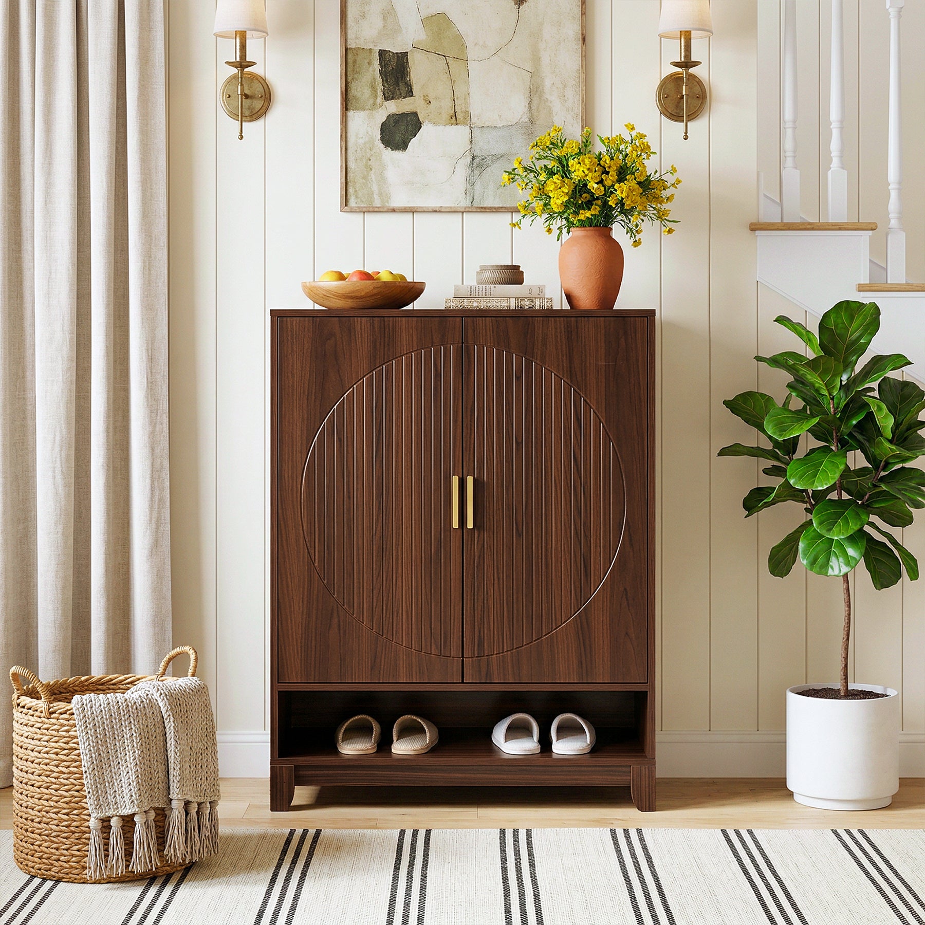 31.5" Shoe Cabinet, 6-Tier Freestanding Shoe Storage Organizer with Adjustable Shelves