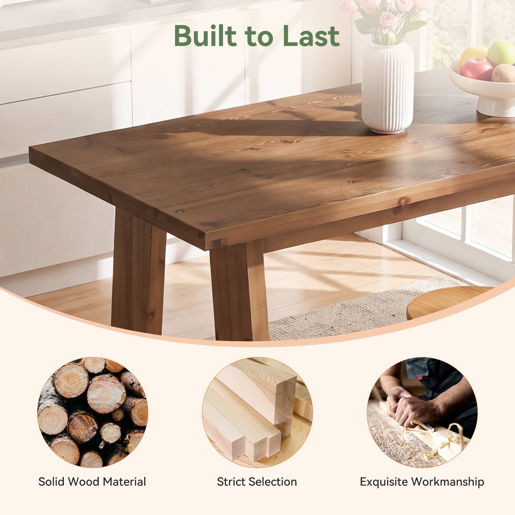 63" Solid Wood Bar Table, Rectangular Farmhouse Dining  Pub Table with A-Frame