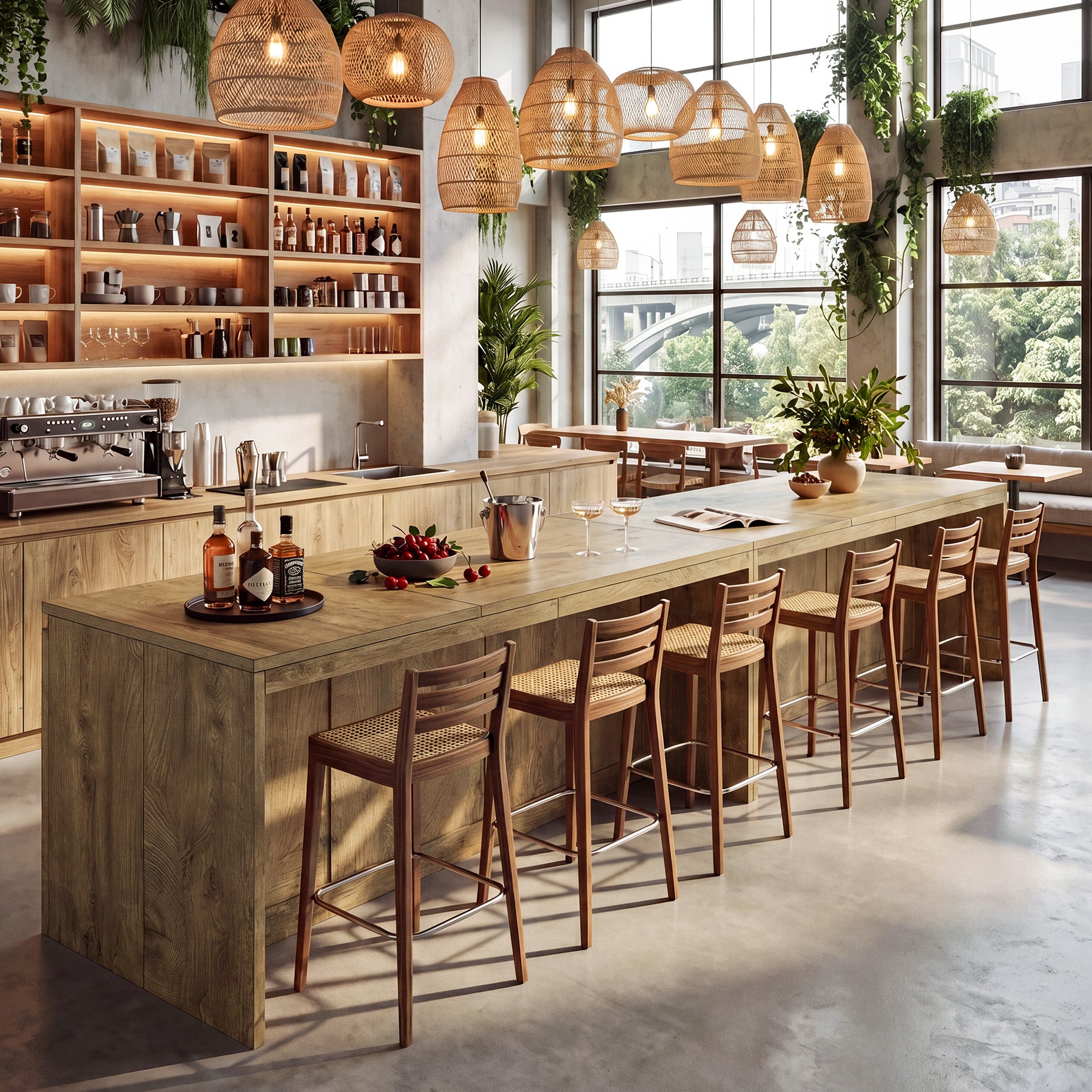 71" Counter Height Dining Table with Cabinet, Farmhouse Bar Table, Double Door Storage, Seats 6-8
