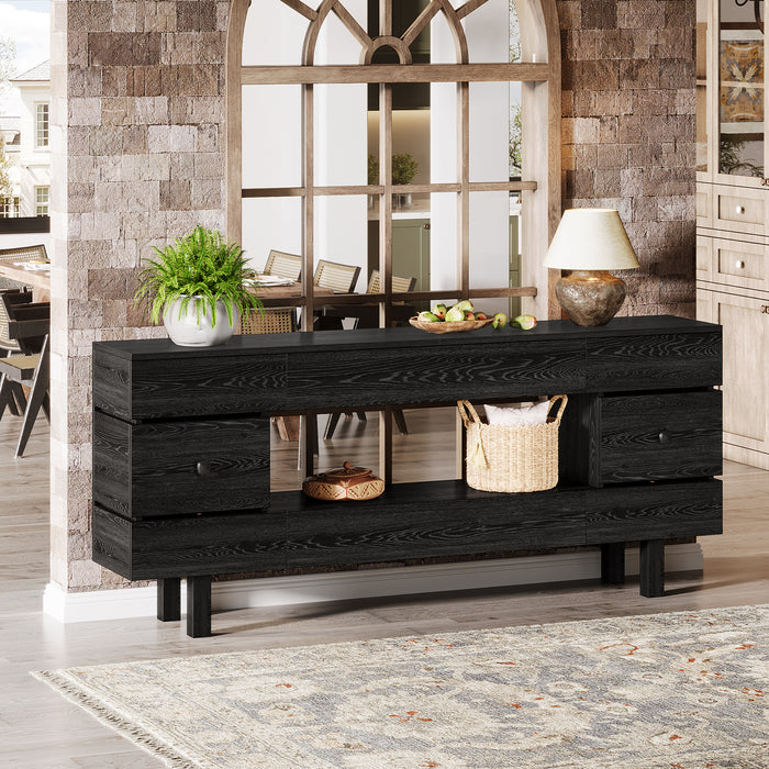 70.8" Console Table, Farmhouse 2-Tier Entryway Table with Display Shelf