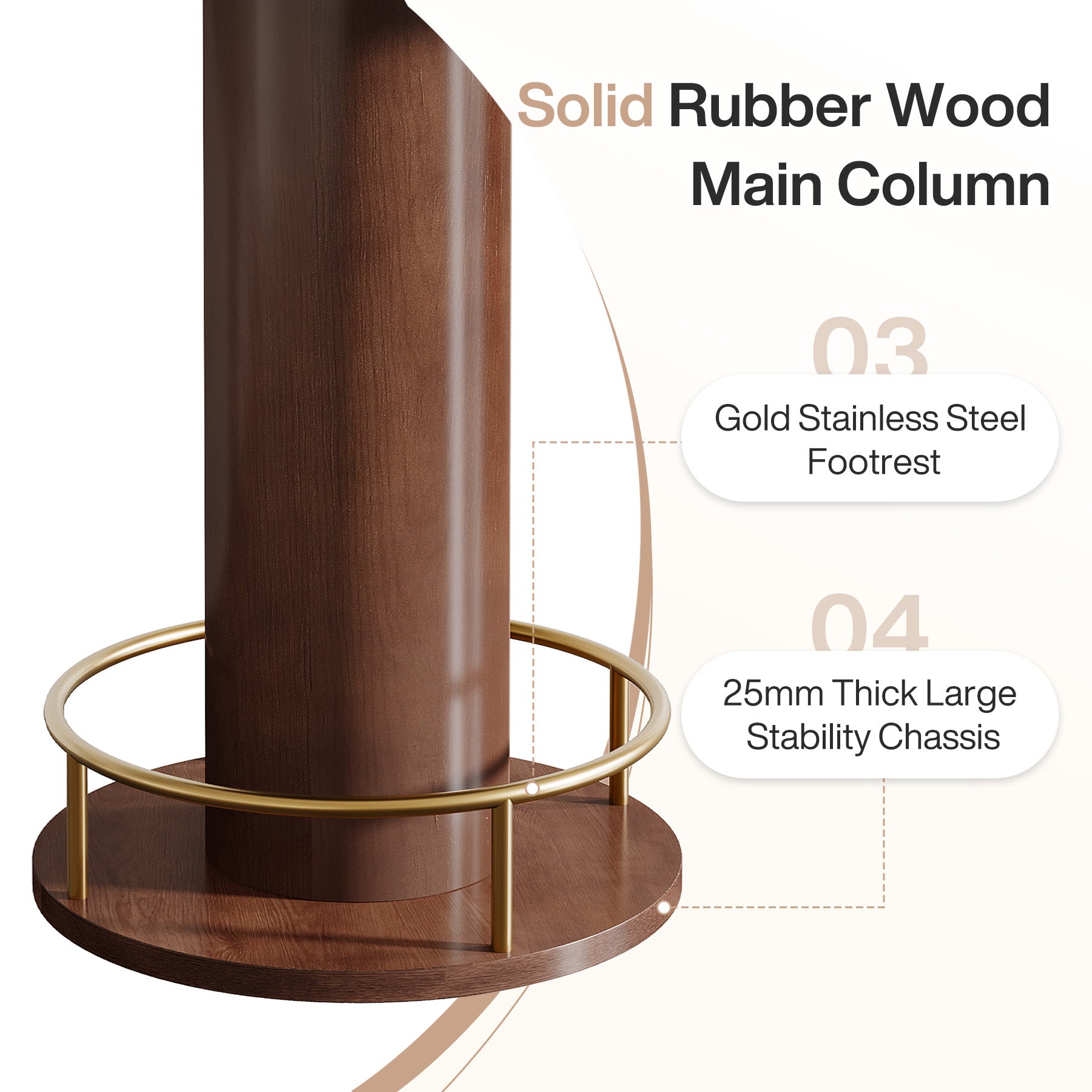 31.5" Round Sintered Stone Dining Table, Small Pedestal Kitchen Table for 2-4, Solid Rubber Wood Base