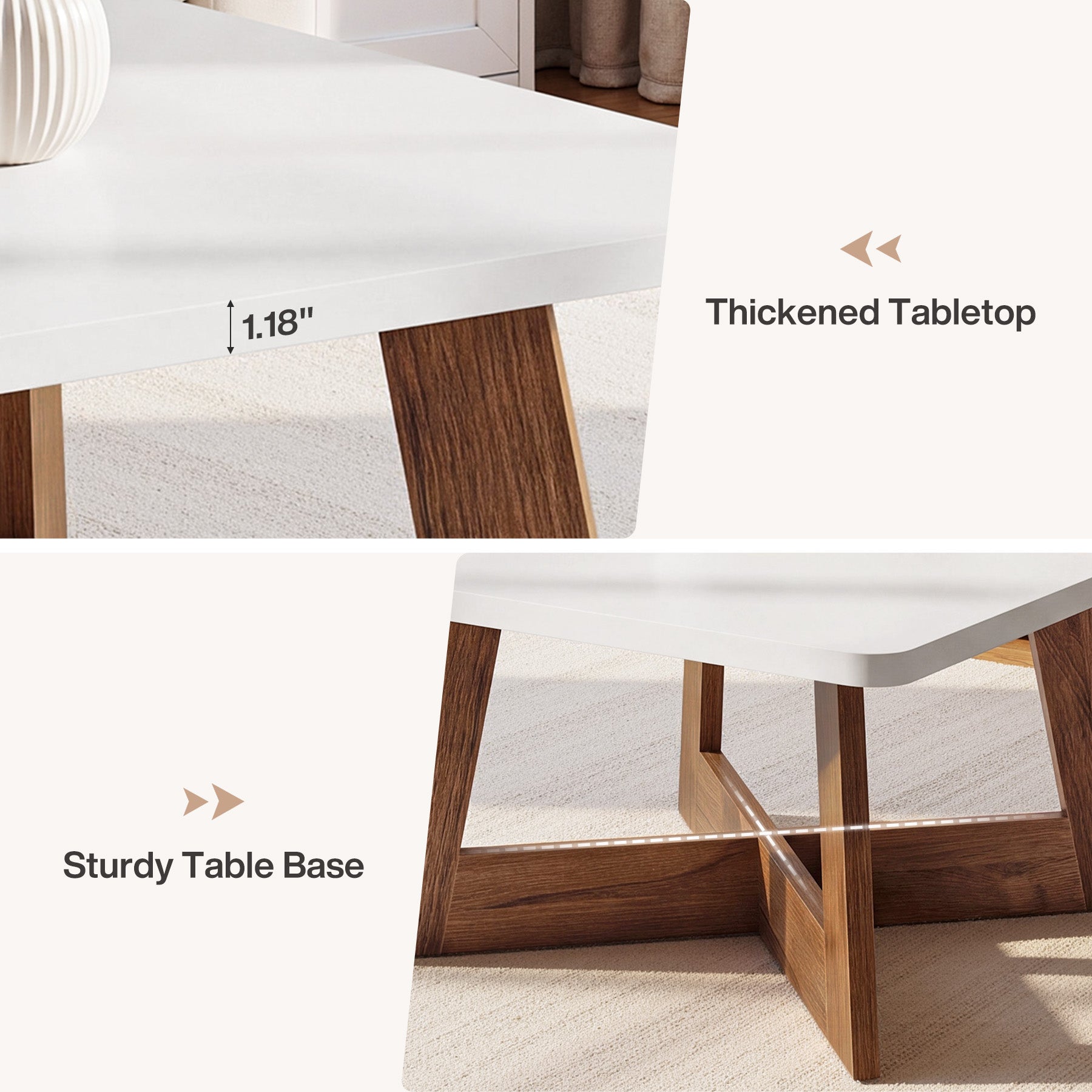 31.5" Square Coffee Table, Modern Cocktail Table with Reinforced Cross Brace for Living Room
