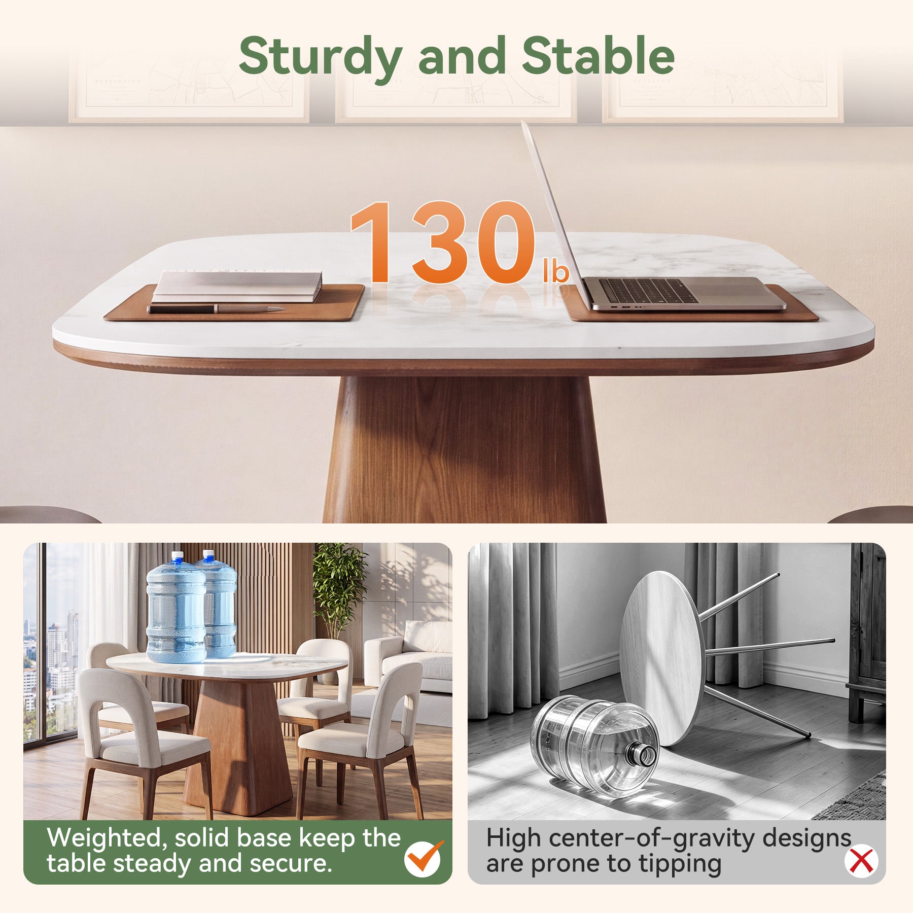35.4" Conference Table with Sintered Stone Top, Small Square Meeting Table, Solid Wood Base