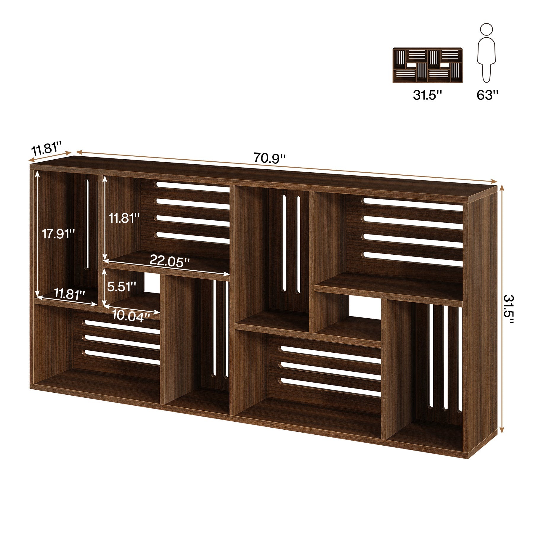 70.9" Console Table, 3-Tier Entryway Table Sofa Table with Storage Shelves