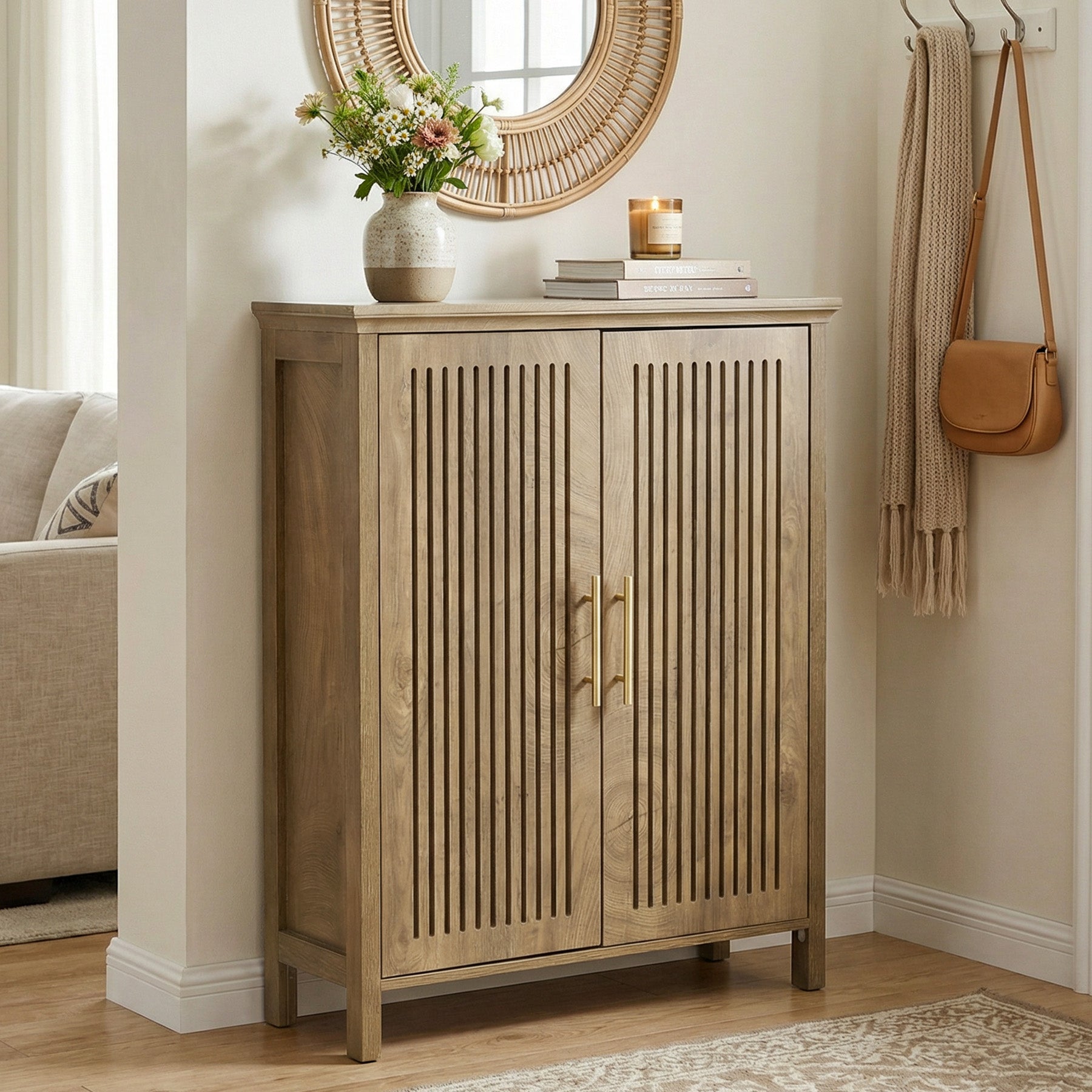 Tribesigns 5-Tier Shoe Cabinet with Doors, Tall Entryway Shoe Storage