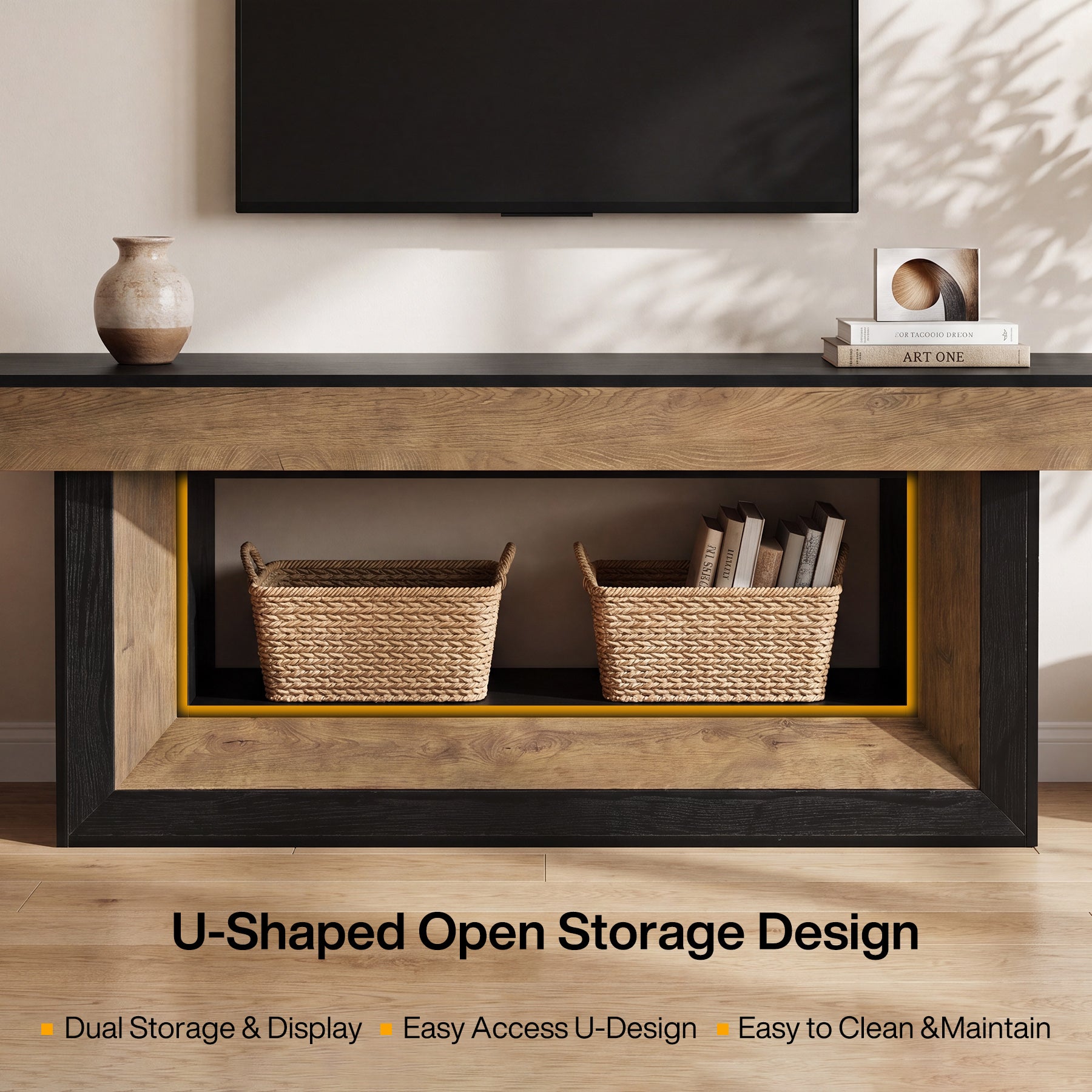 63" Modern TV Stand, Media Console Entertainment Center