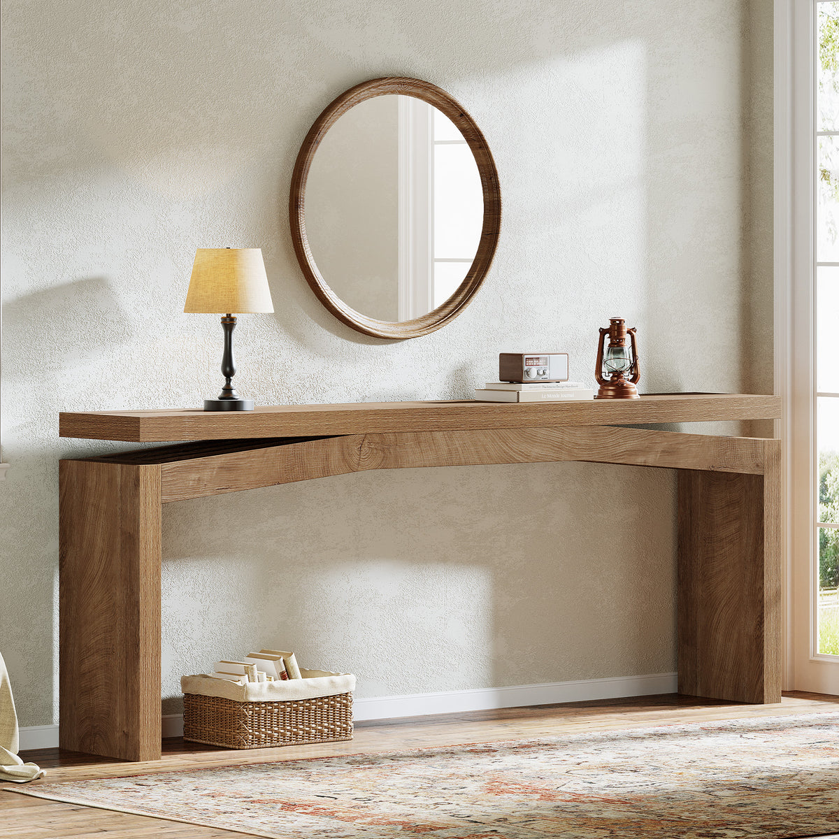 63" Narrow Console Table with Thick Tabletop, Entryway Sofa Table