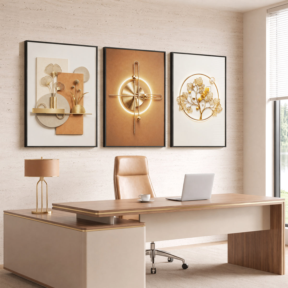 Tribesigns Crystal Coating Modern Framed Wall Art,3 Piece Canvas Wall Decor