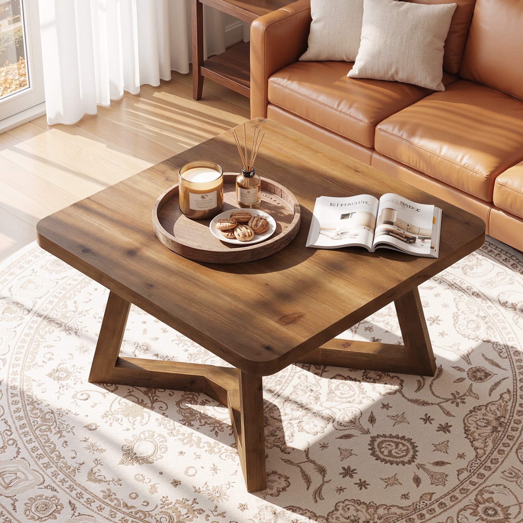 Solid Wood Square Coffee Table, 31.5
