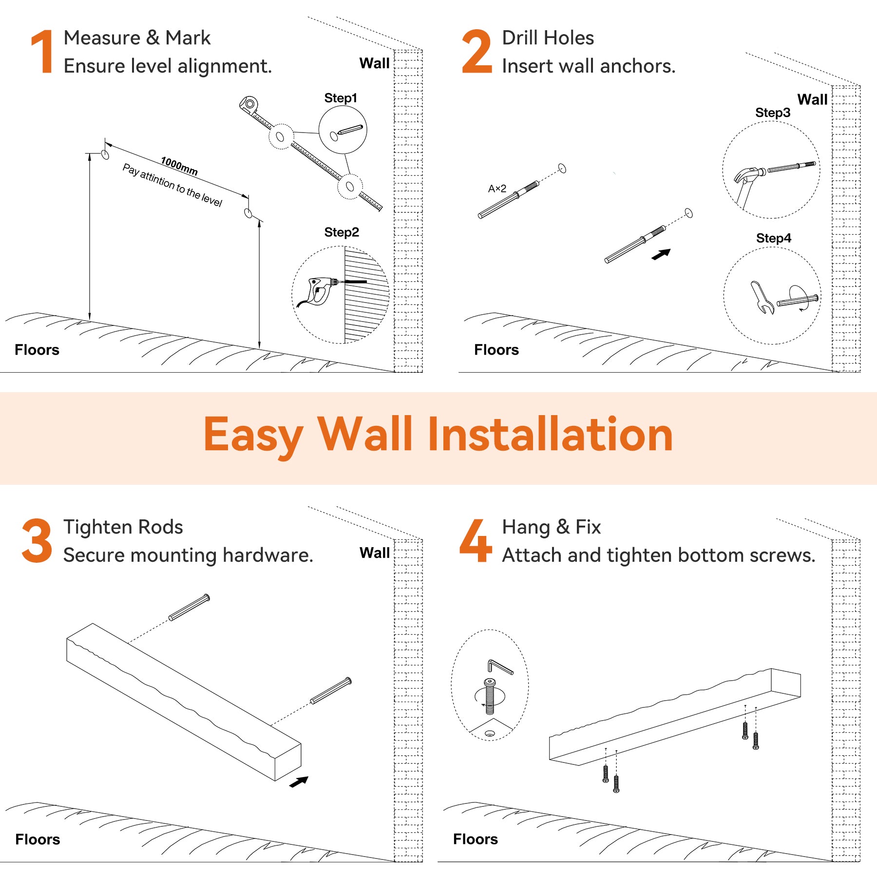 63" Fireplace Mantel Shelf, Solid Wood Wall Floating Mantel Shelf for Over Fireplace
