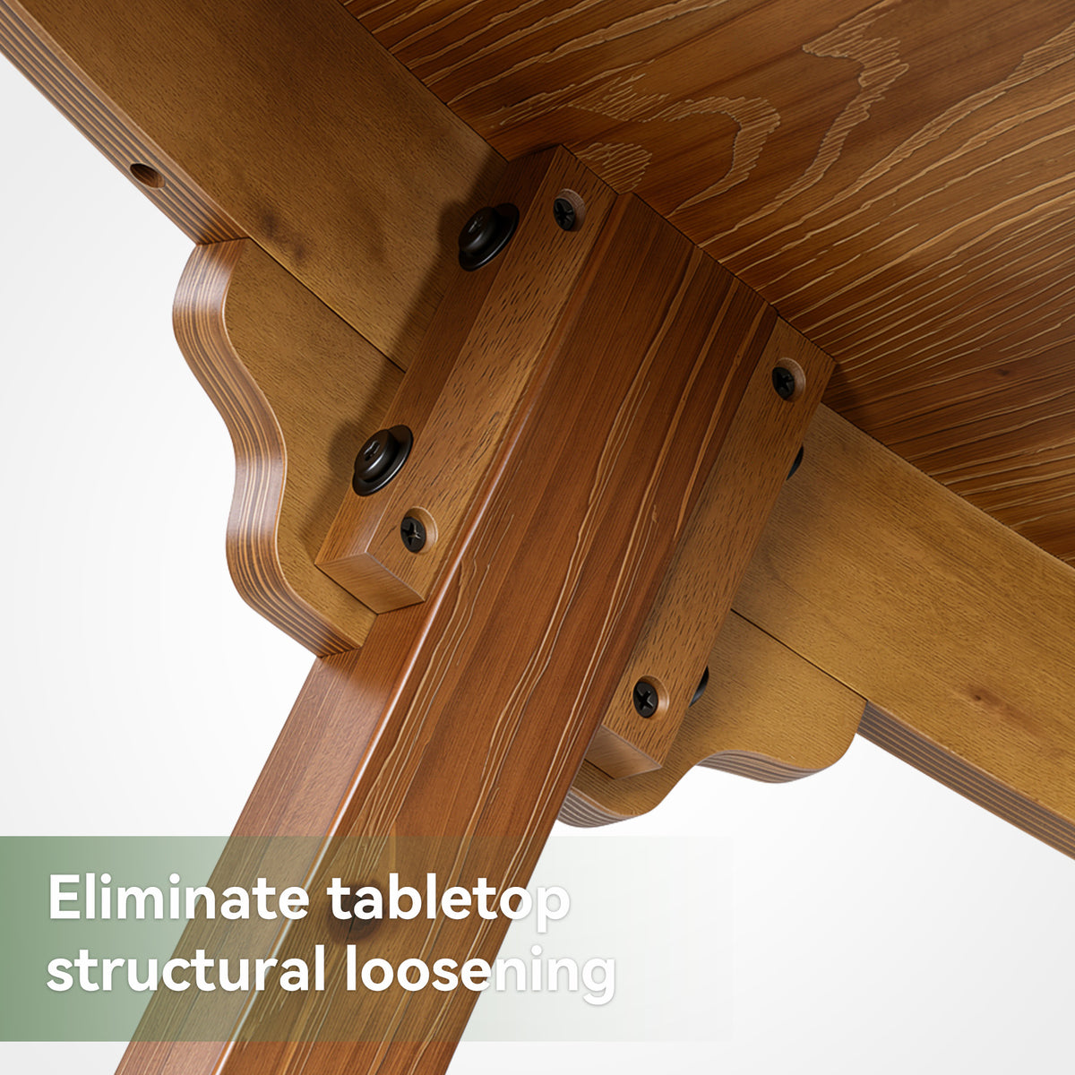 Solid Wood Round Dining Table, 47" Farmhouse Kitchen Table with Cross Base for 4