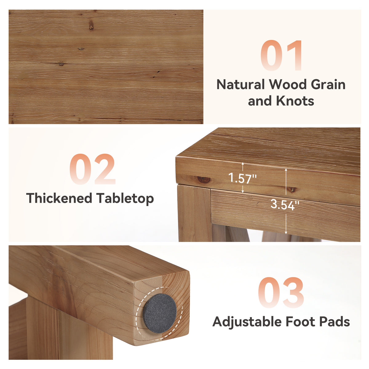 78.74" Solid Wood Bar Table, Counter Height Pub Table with X-Shaped Frame & Footrest for 6-8