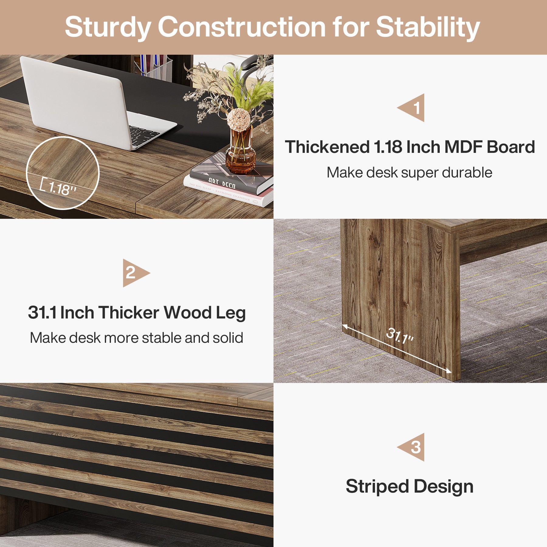 66.2" L-Shaped Executive Desk, Computer Desk with Mobile File Cabinet