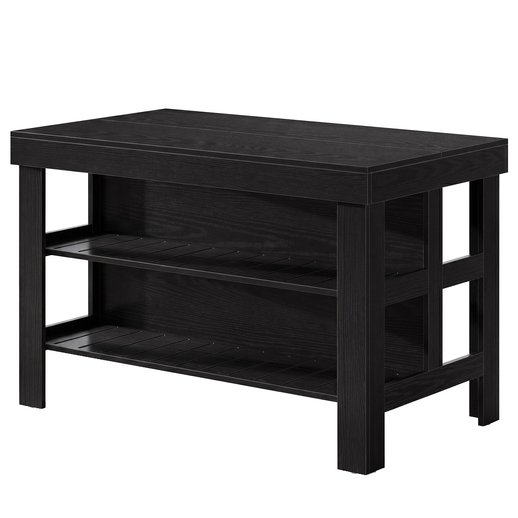 55" Kitchen Island, Breakfast Counter with Seating and Storage Shelves